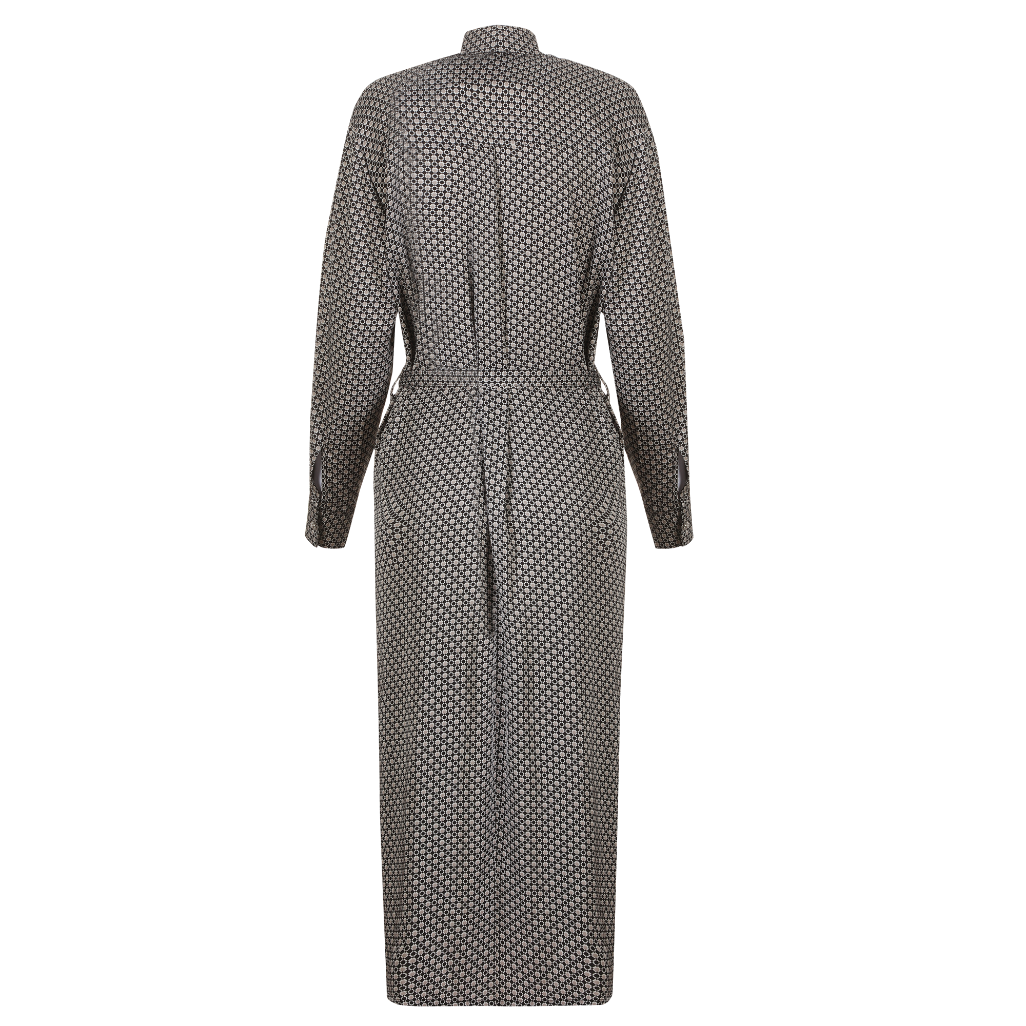 Robe longue imprimée ceinturée - Noir