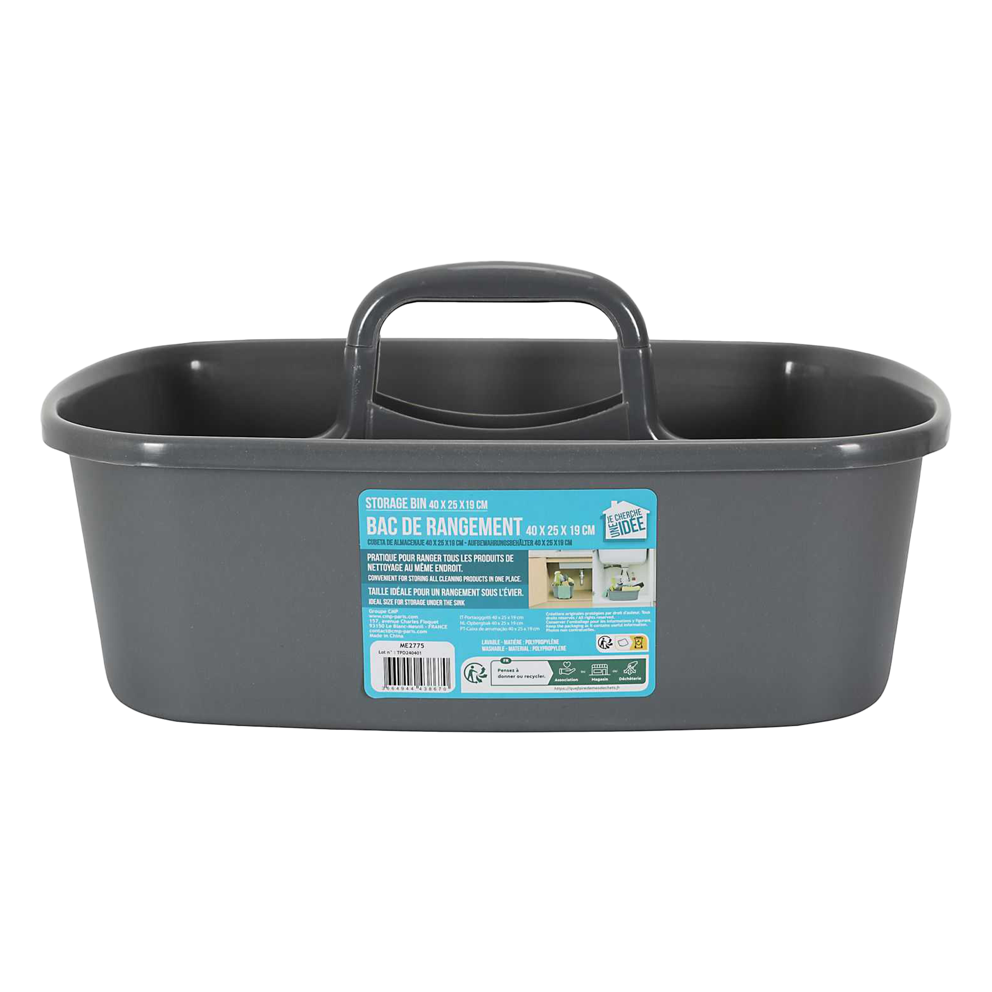 Bac de rangement produits ménagers