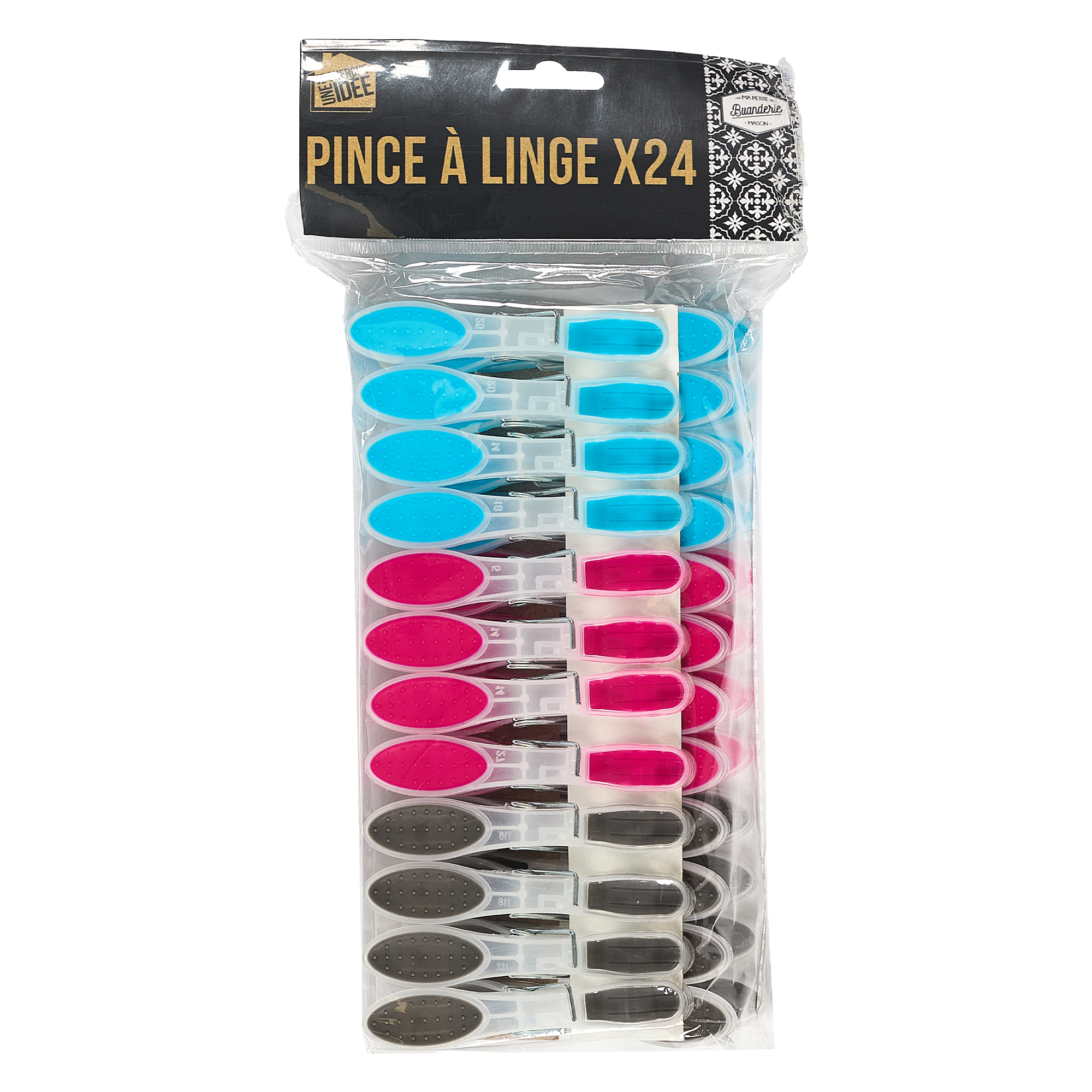 24 pinces à linge transparentes + soft touch
