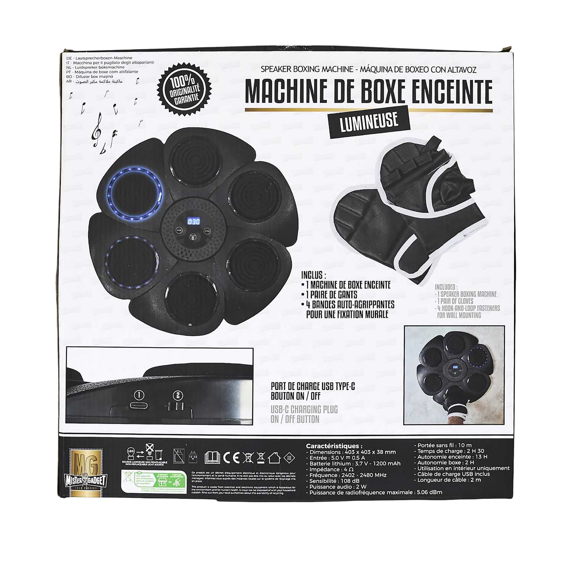 Machine de Boxe avec enceinte 1200 MAH