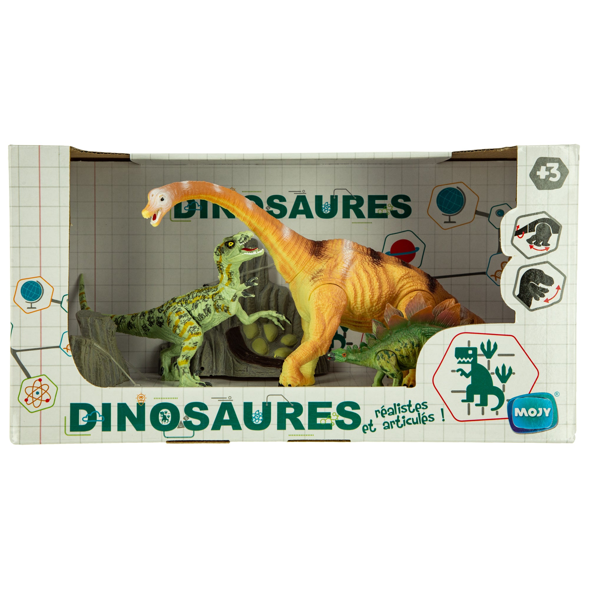 Set de 3 dinosaures