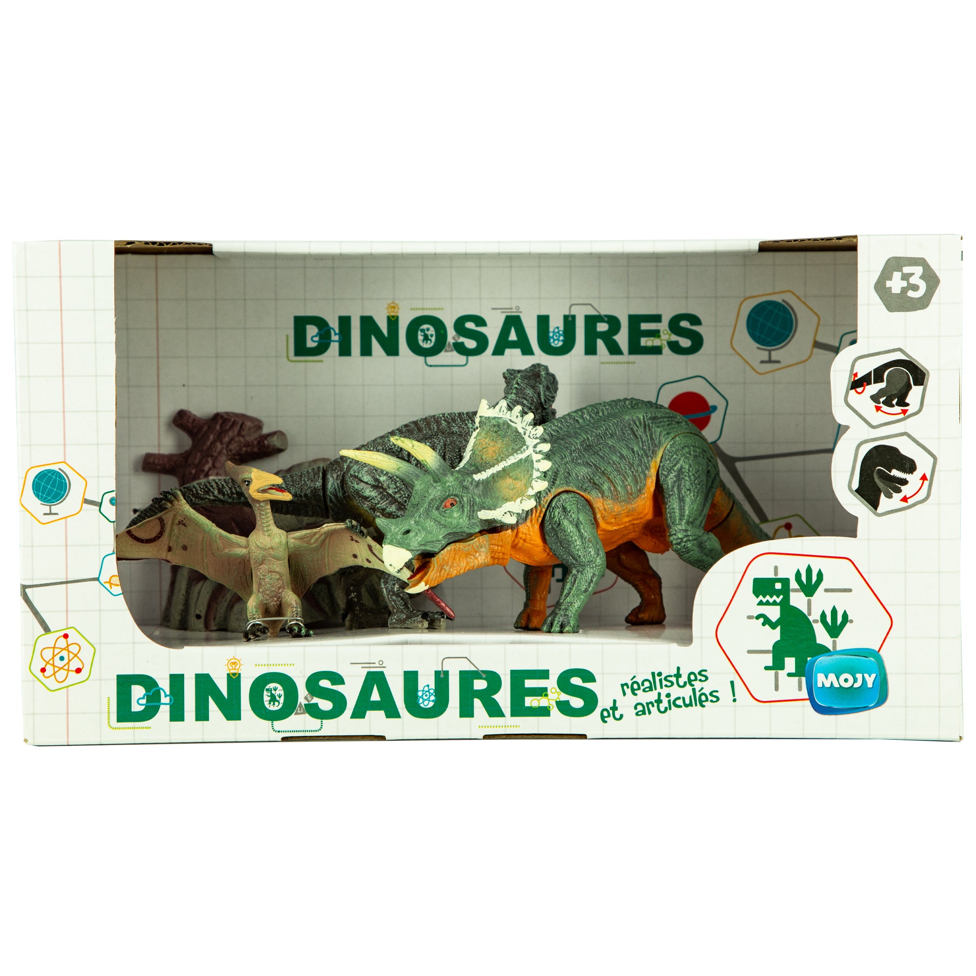 Set de 3 dinosaures