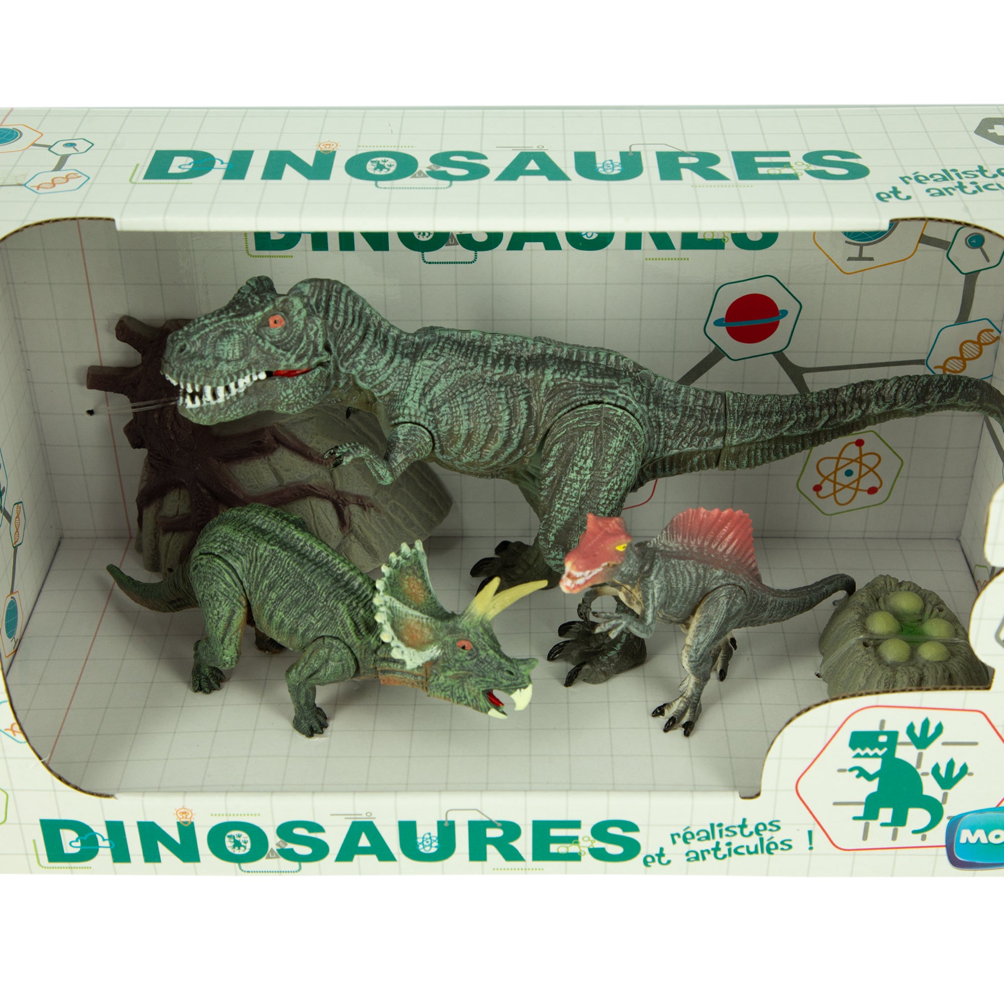 Set de 3 dinosaures
