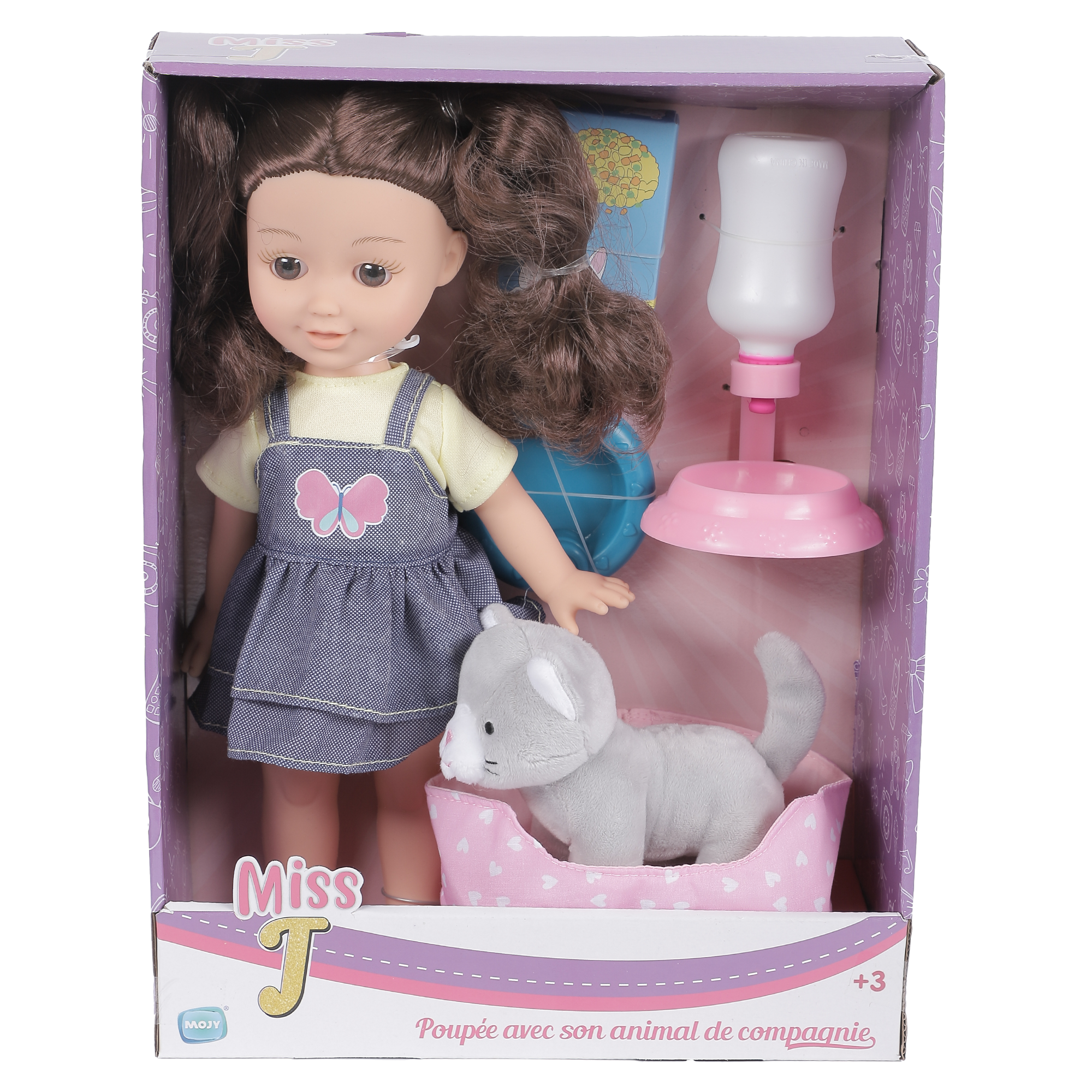 Poupée avec son animal de compagnie 30 cm  - Marron