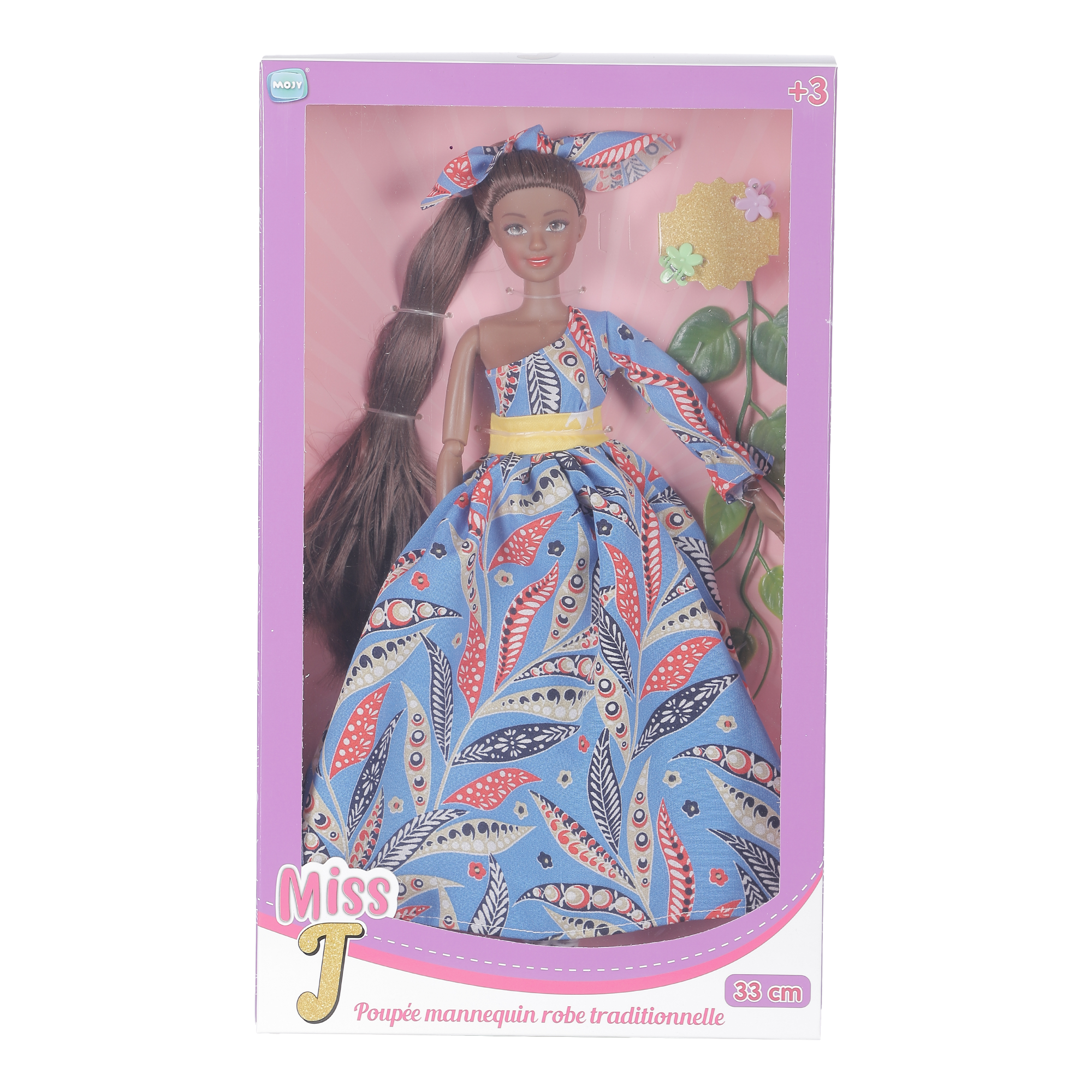 Poupée mannequin robe traditionnelle 33 cm  - Marron