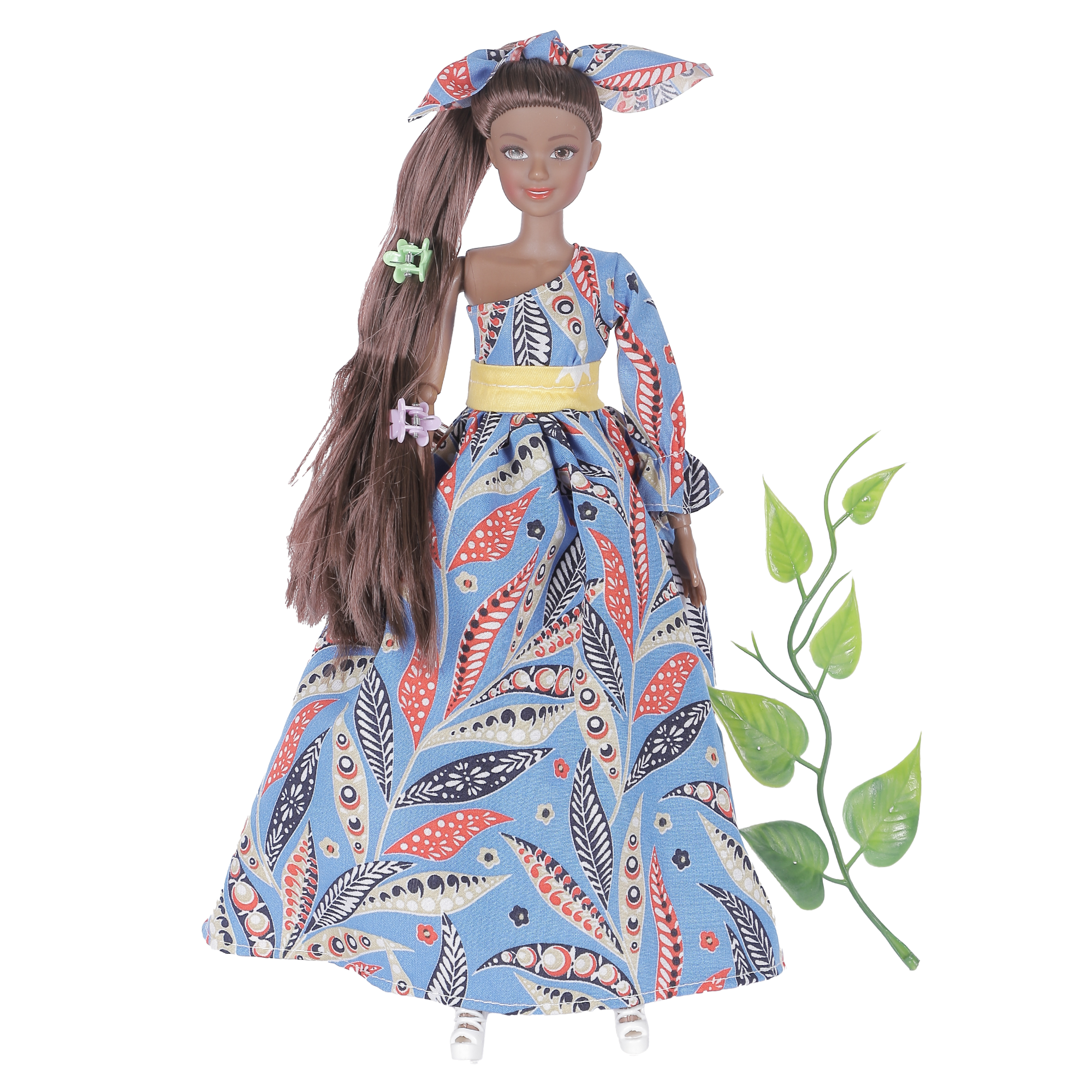 Poupée mannequin robe traditionnelle 33 cm  - Bleu