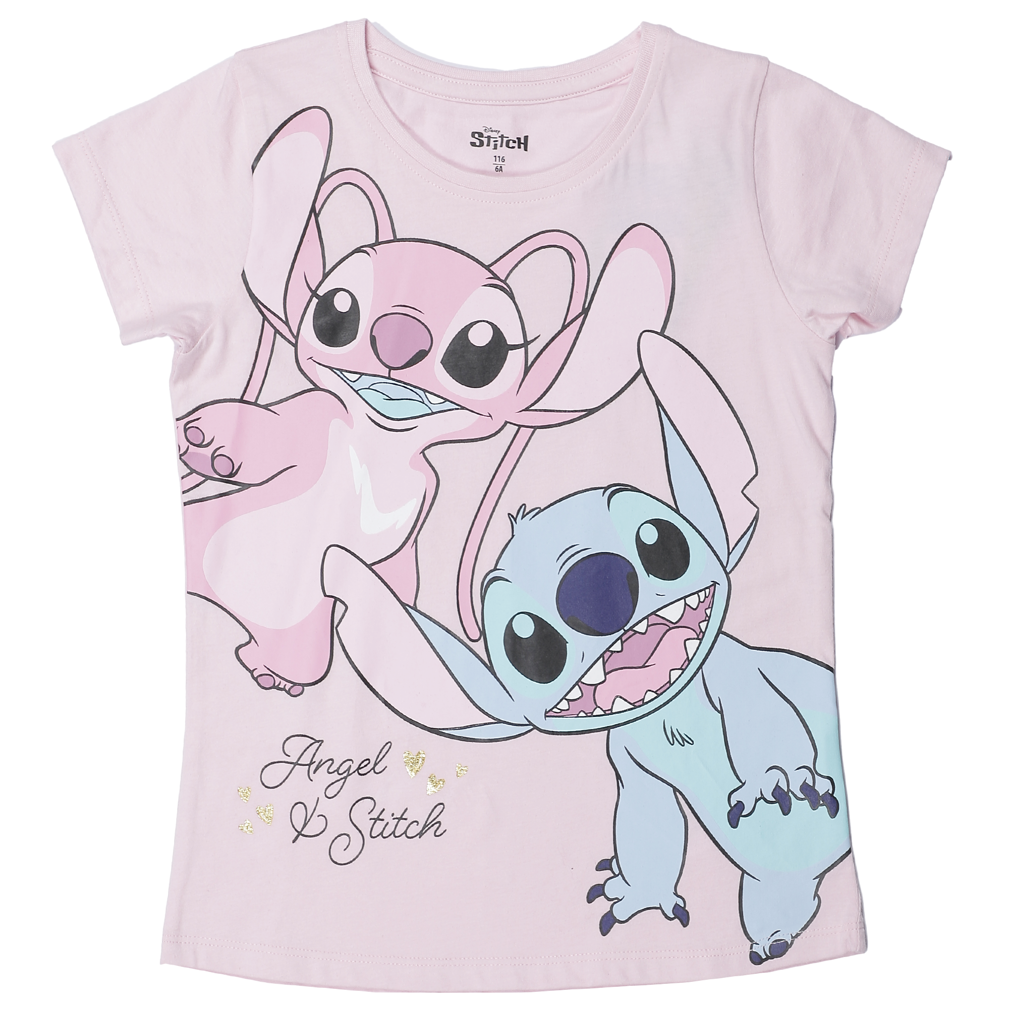 Tee-shirt manches courtes Stitch ou Gaby 2-8 ans  - Blanc