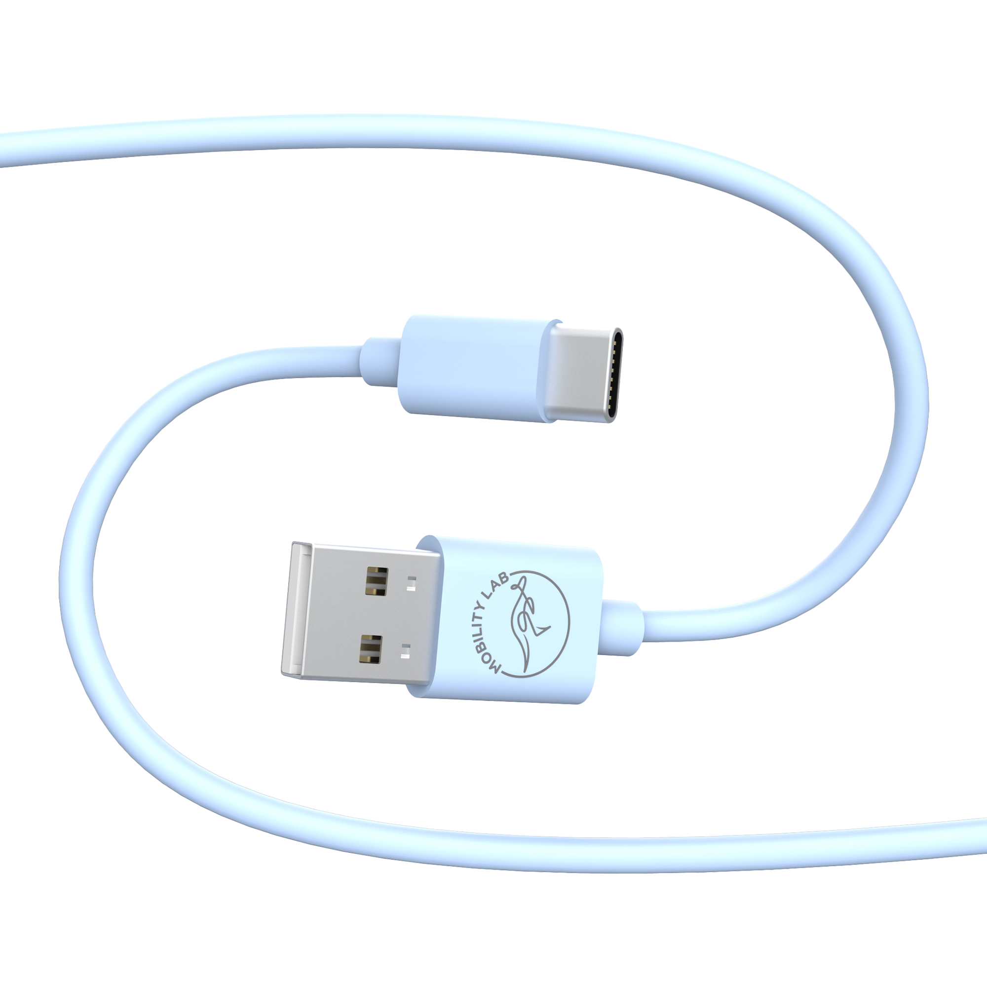 Cable de charge USB Type A vers USB Type C bleu pastel 1m