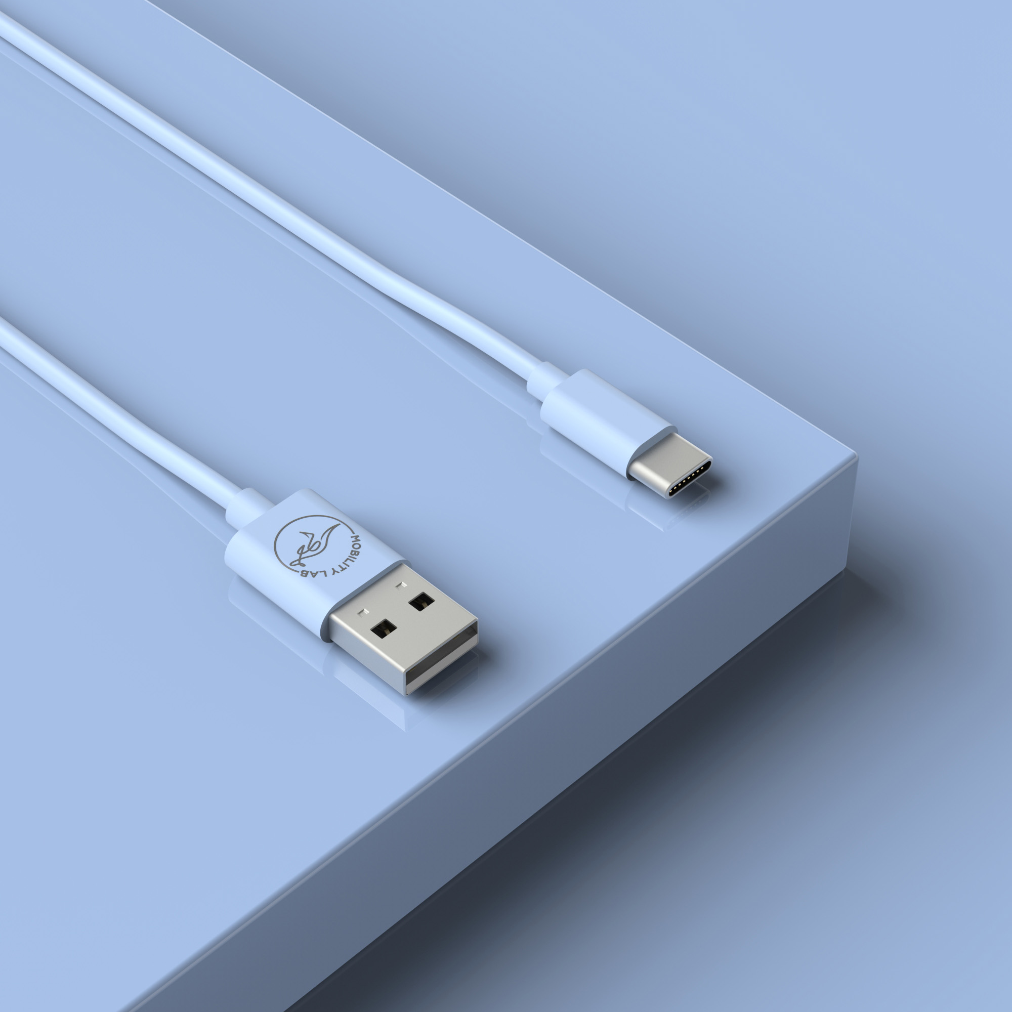Cable de charge USB Type A vers USB Type C bleu pastel 1m