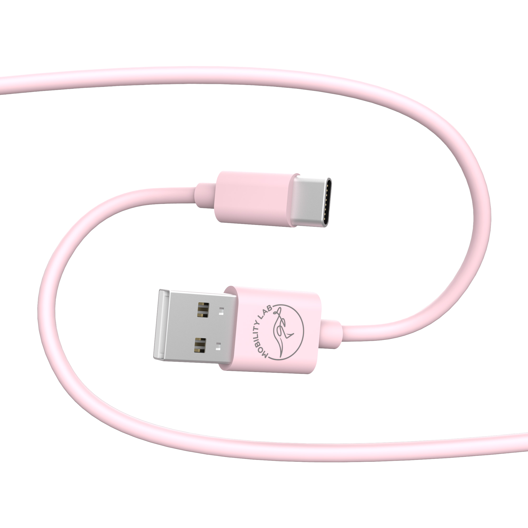 Cable de recharge USB Type A vers USB Type C rose pastel 1m