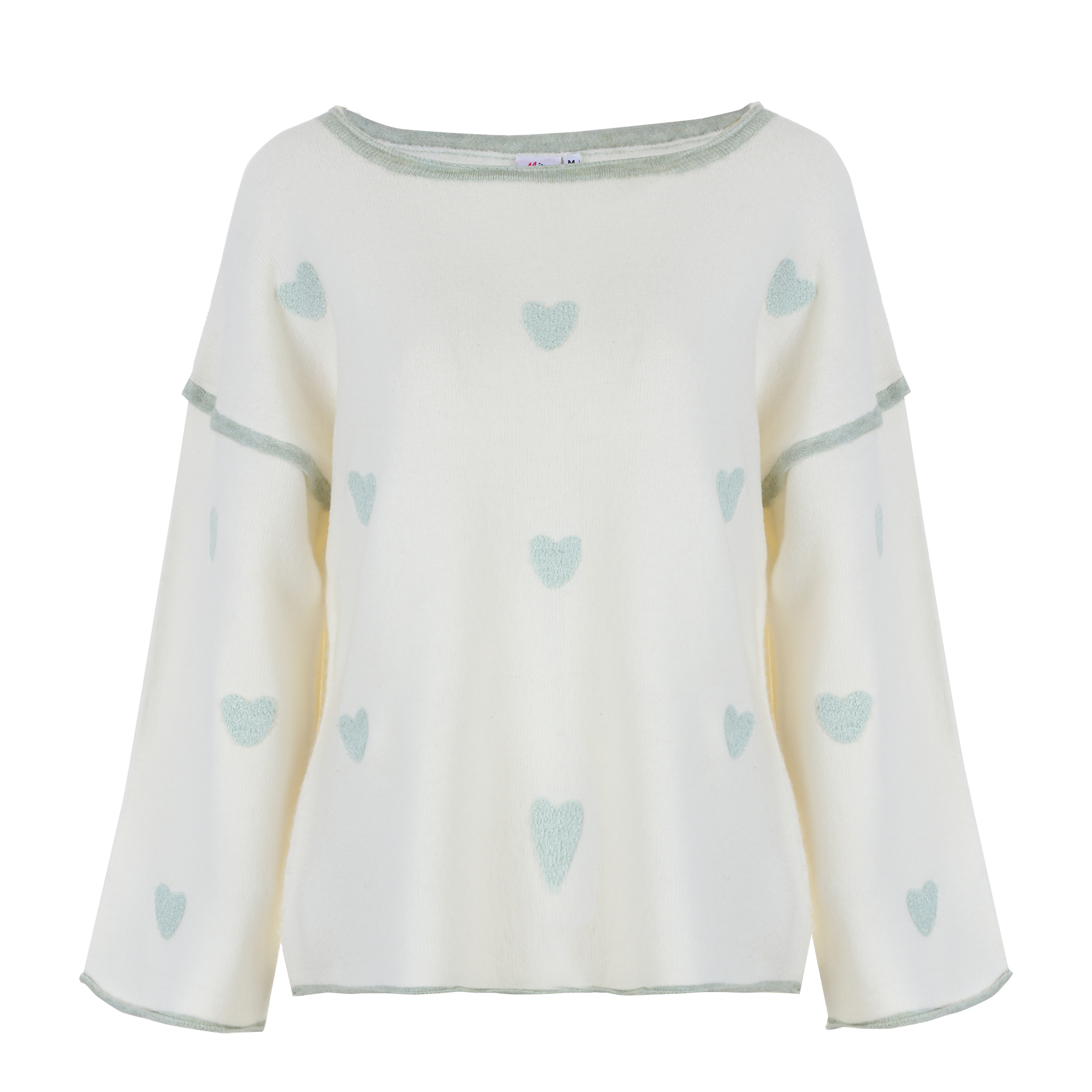Pull à cœurs  - Vert