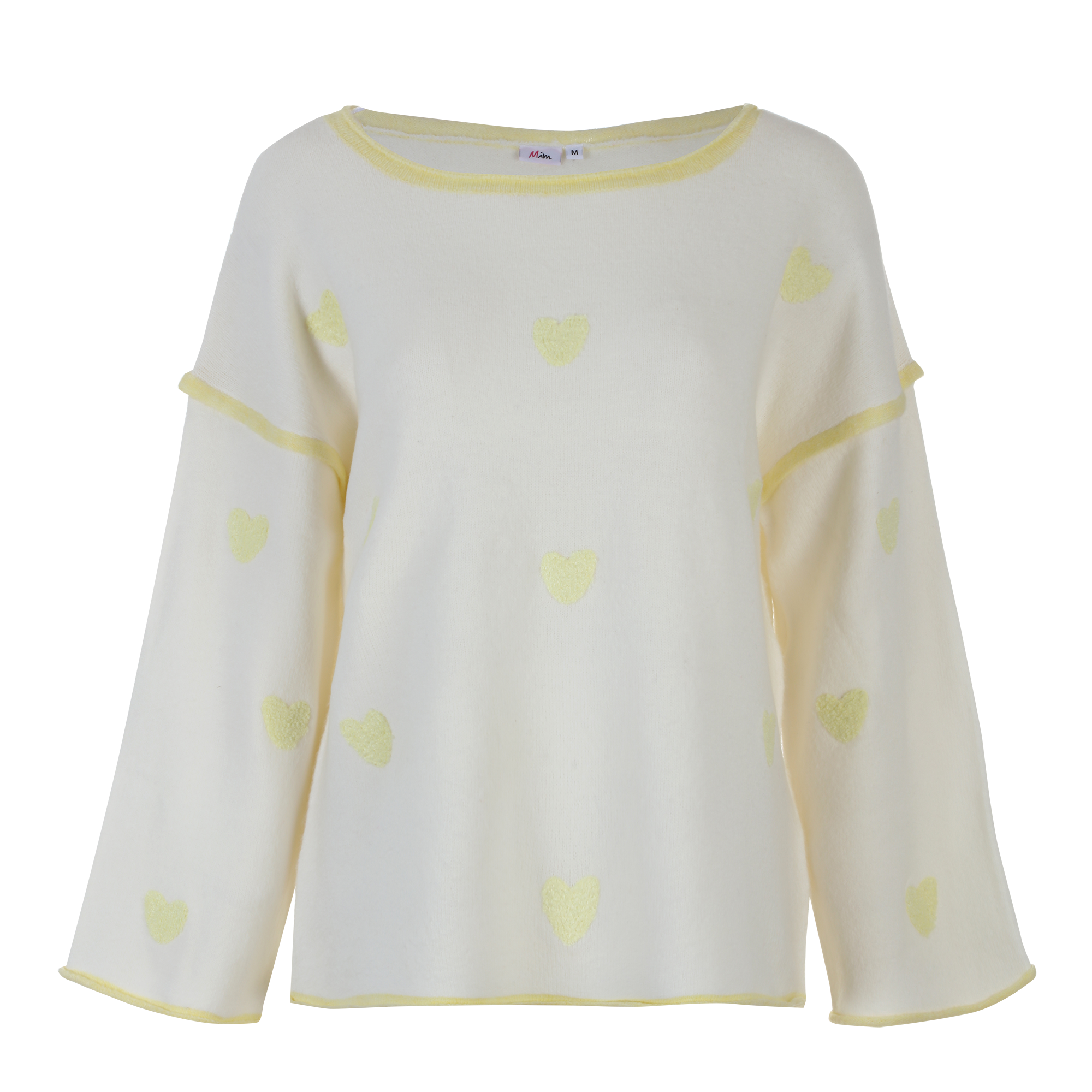 Pull à cœurs  - Jaune