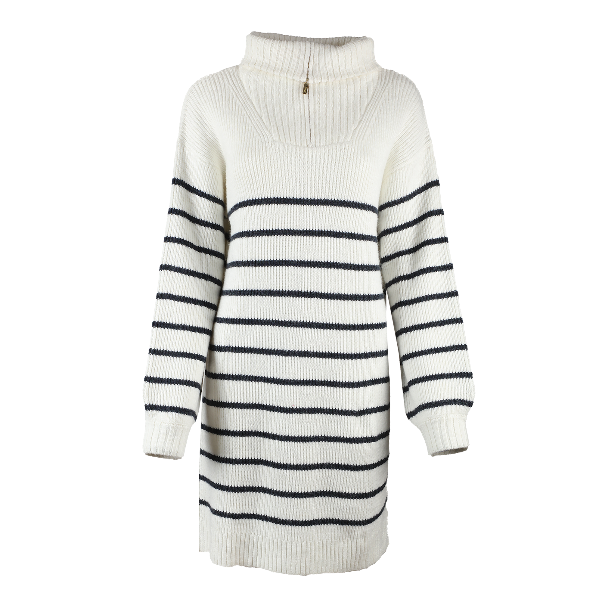 Robe rayée col camionneur - Blanc