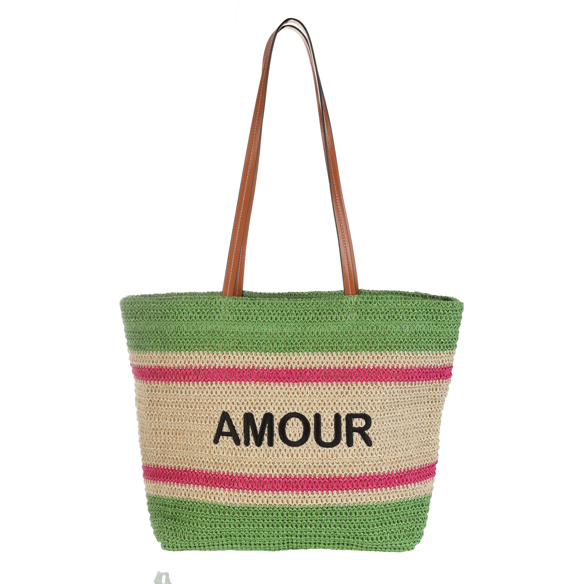 Sac en paille Amour - Vert