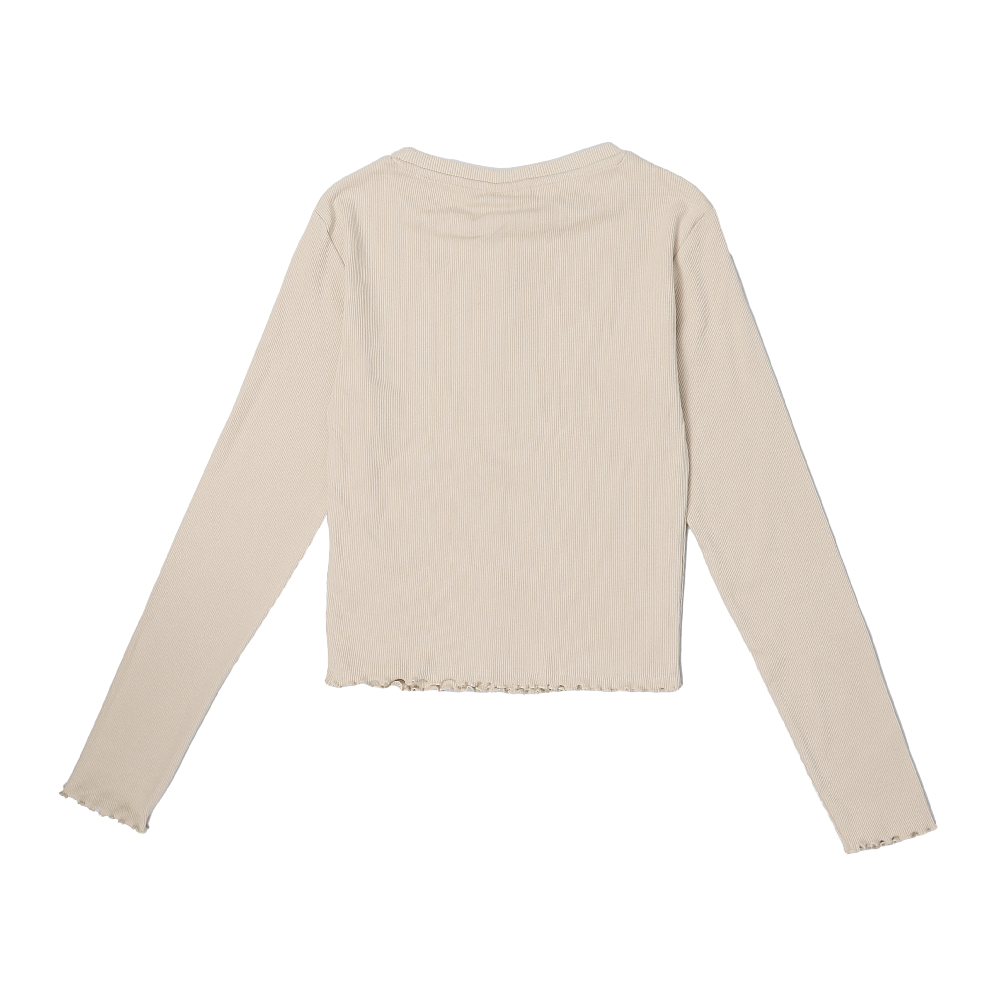Top côtelé à manches longues  - Beige