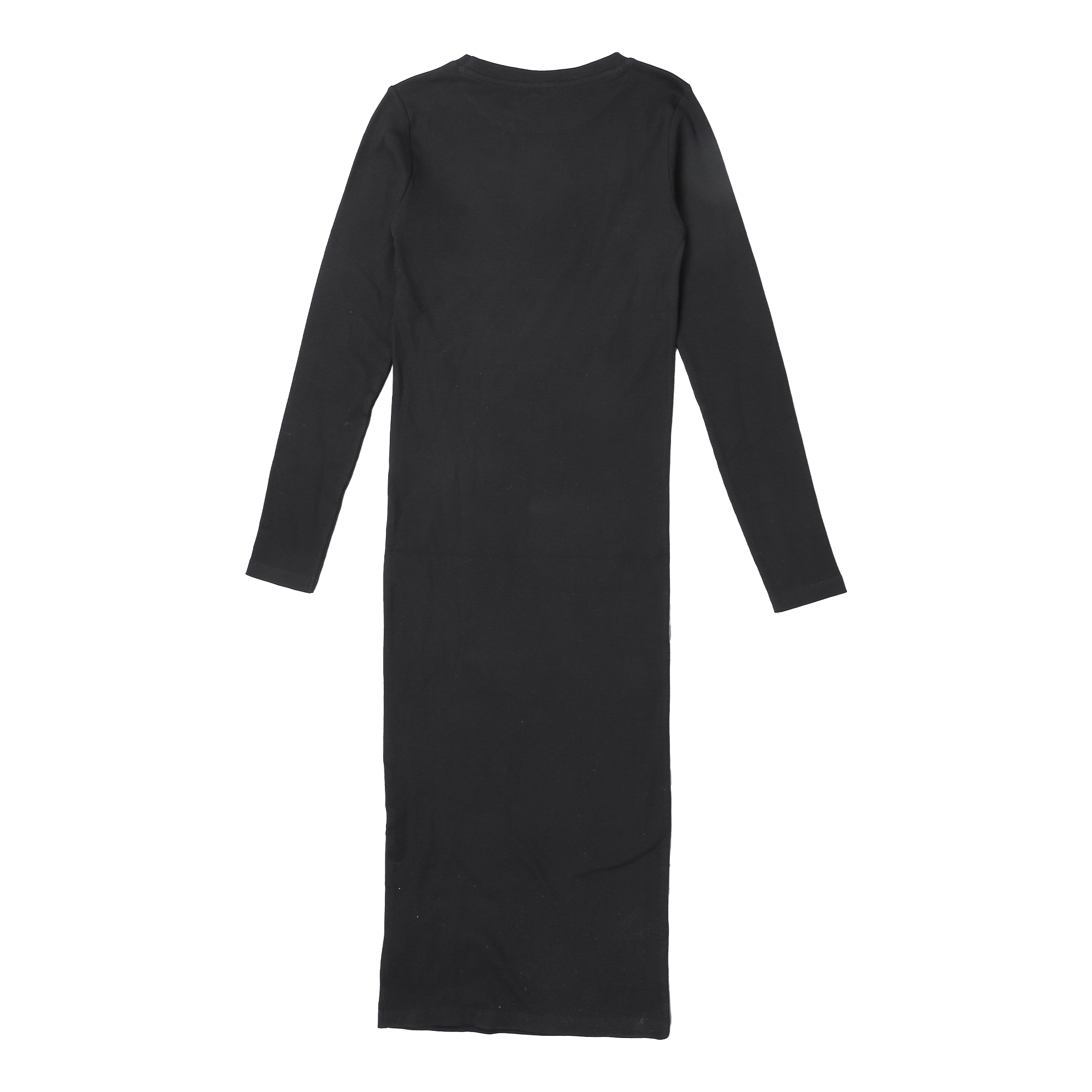 Robe côtelée manches longues  - Noir