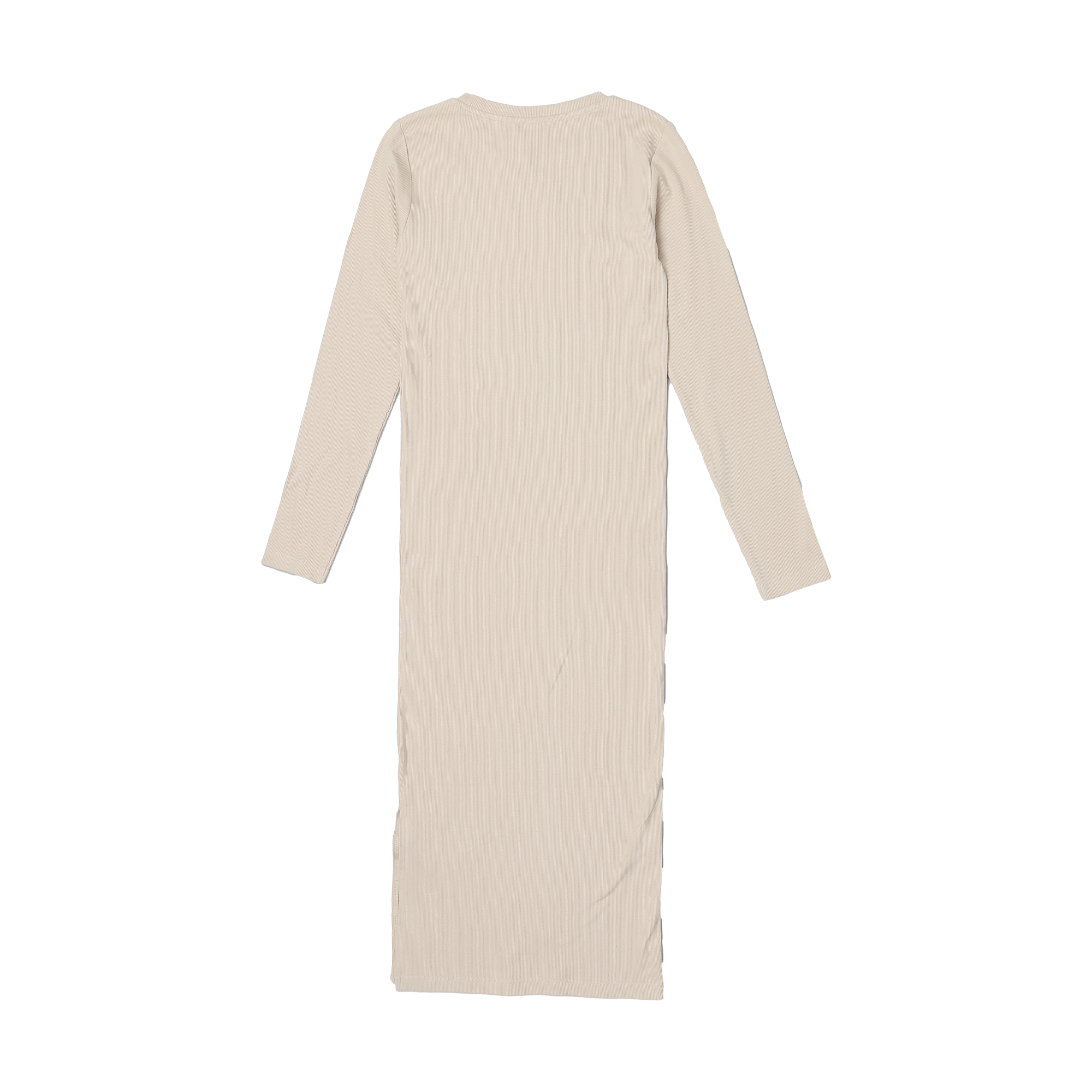 Robe côtelée manches longues  - Beige