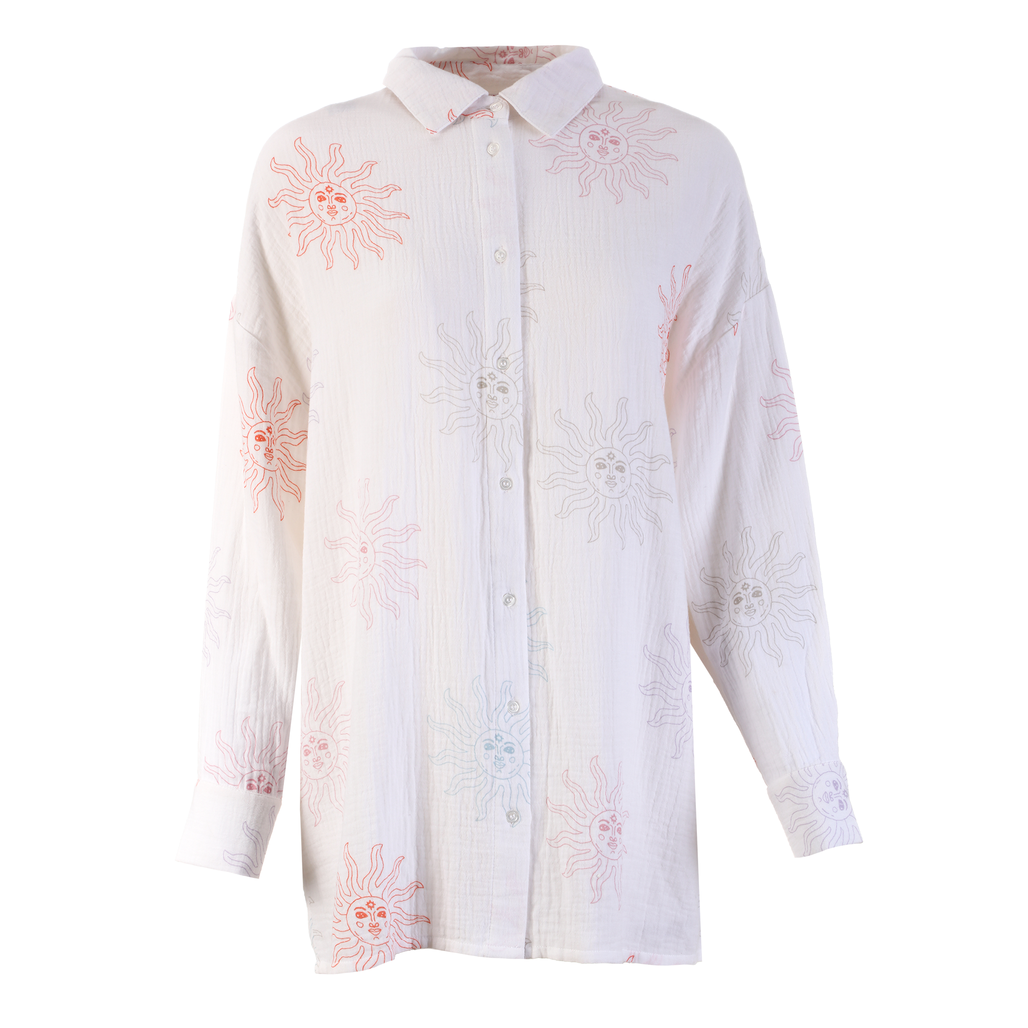 Chemise oversize en gaze de coton  - Bleu