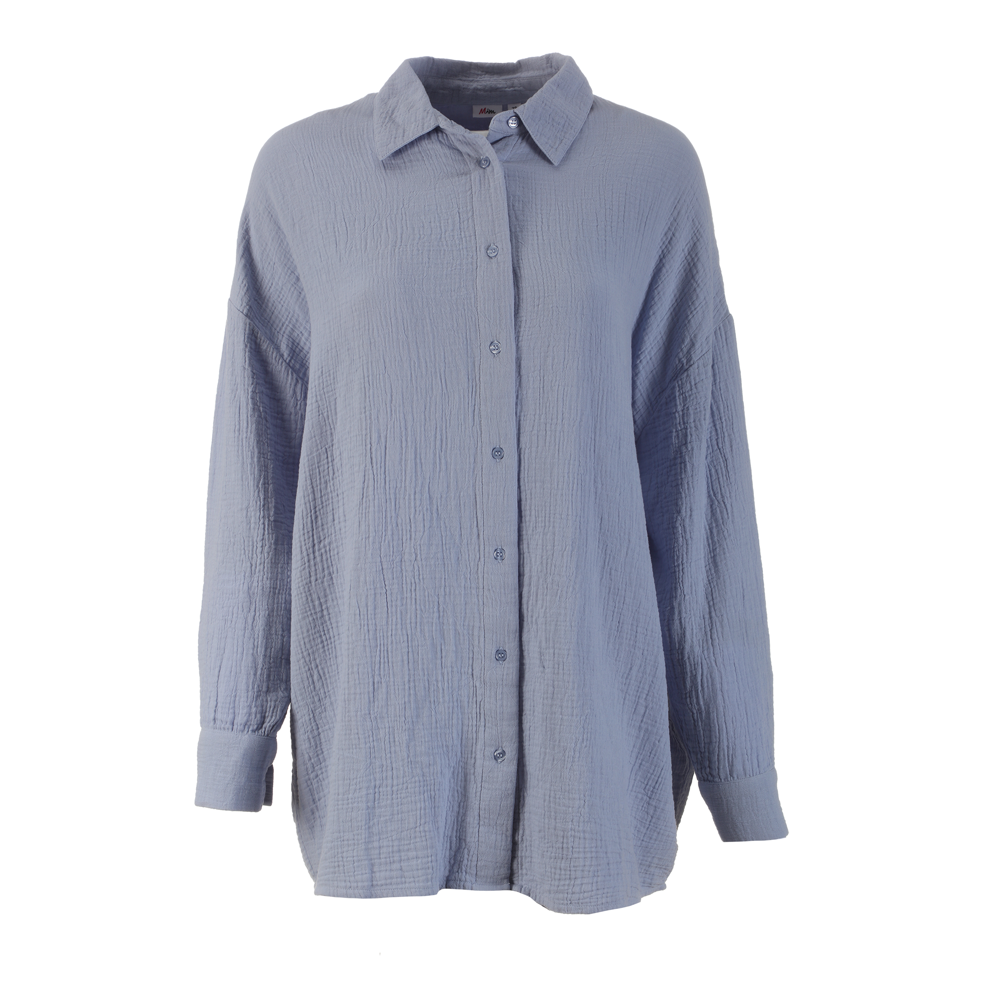 Chemise oversize en gaze de coton  - Bleu