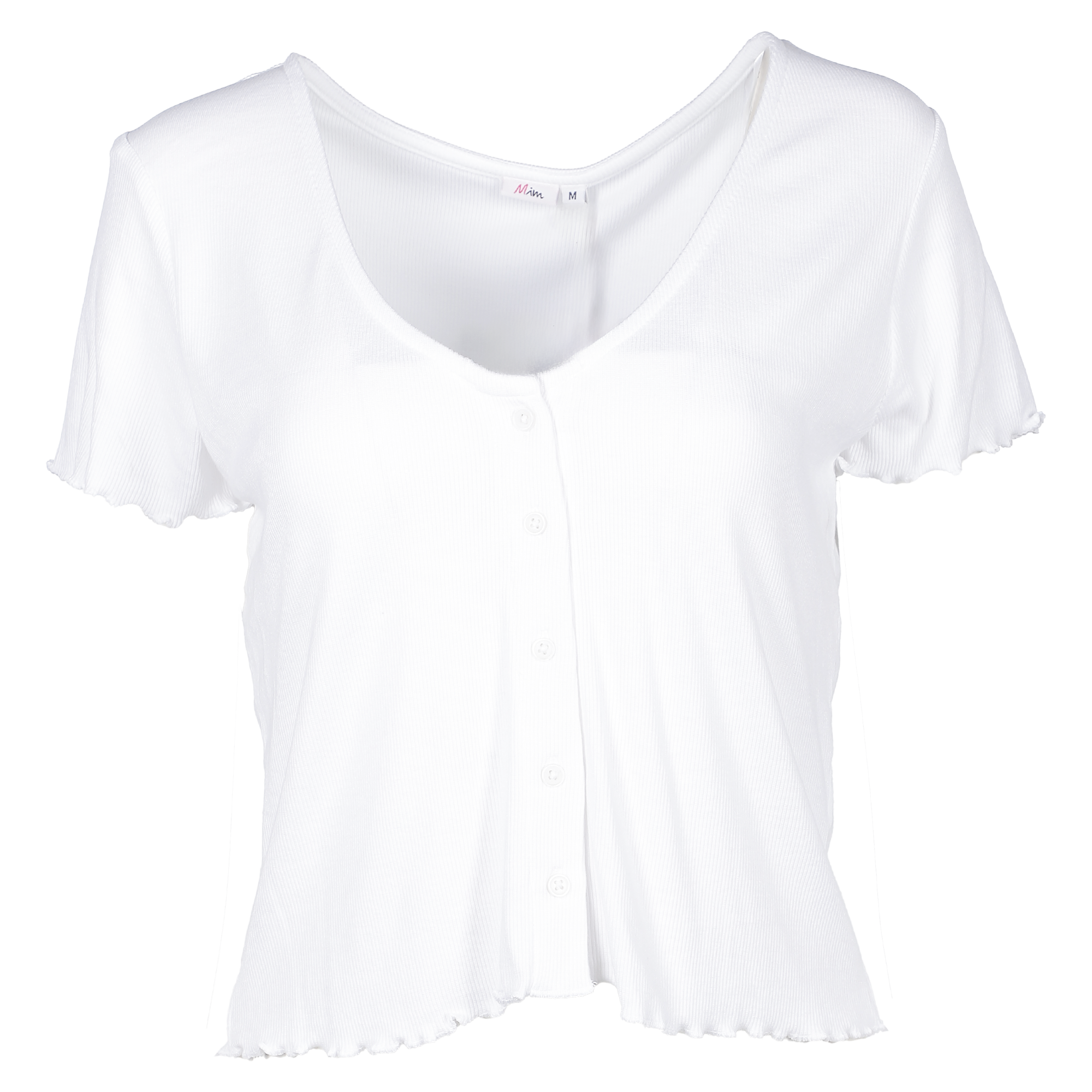 Tee-shirt côtelé à boutons  - Blanc