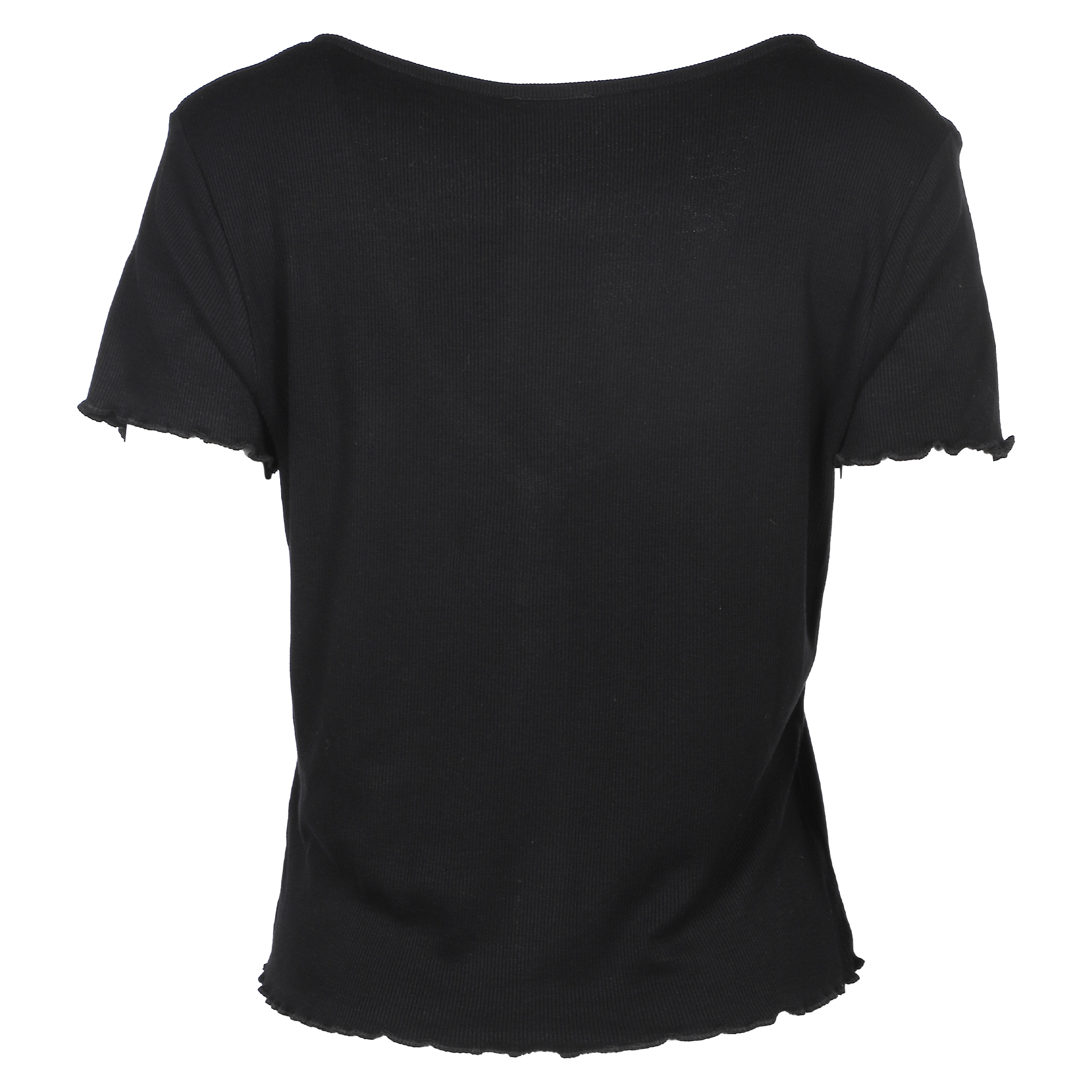 Tee-shirt côtelé à boutons  - Noir