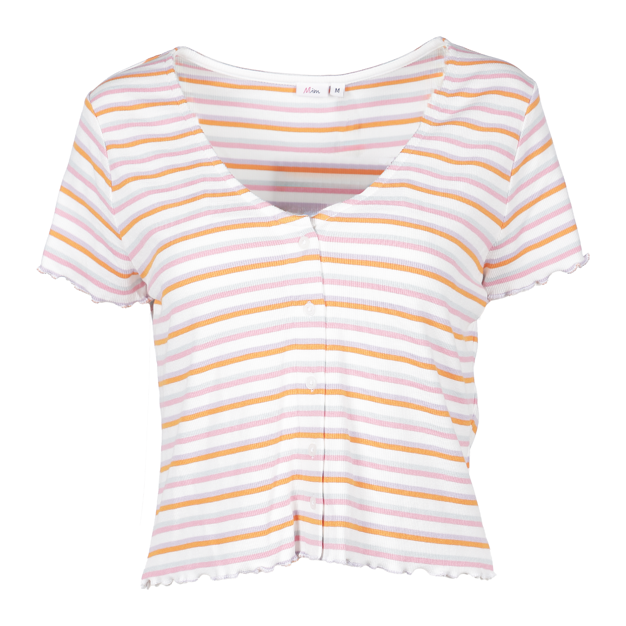 Tee-shirt côtelé à boutons  - Blanc