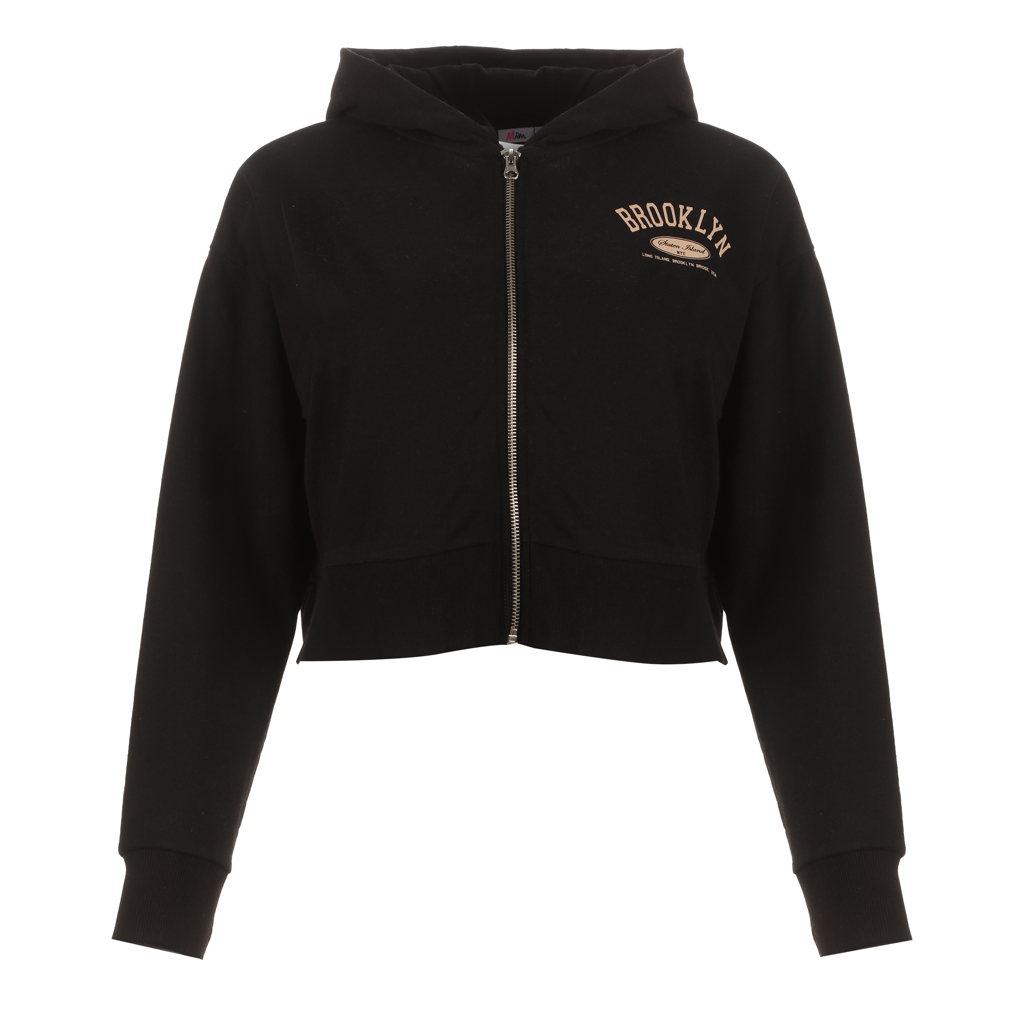 Sweat zippé à capuche crop - Gris