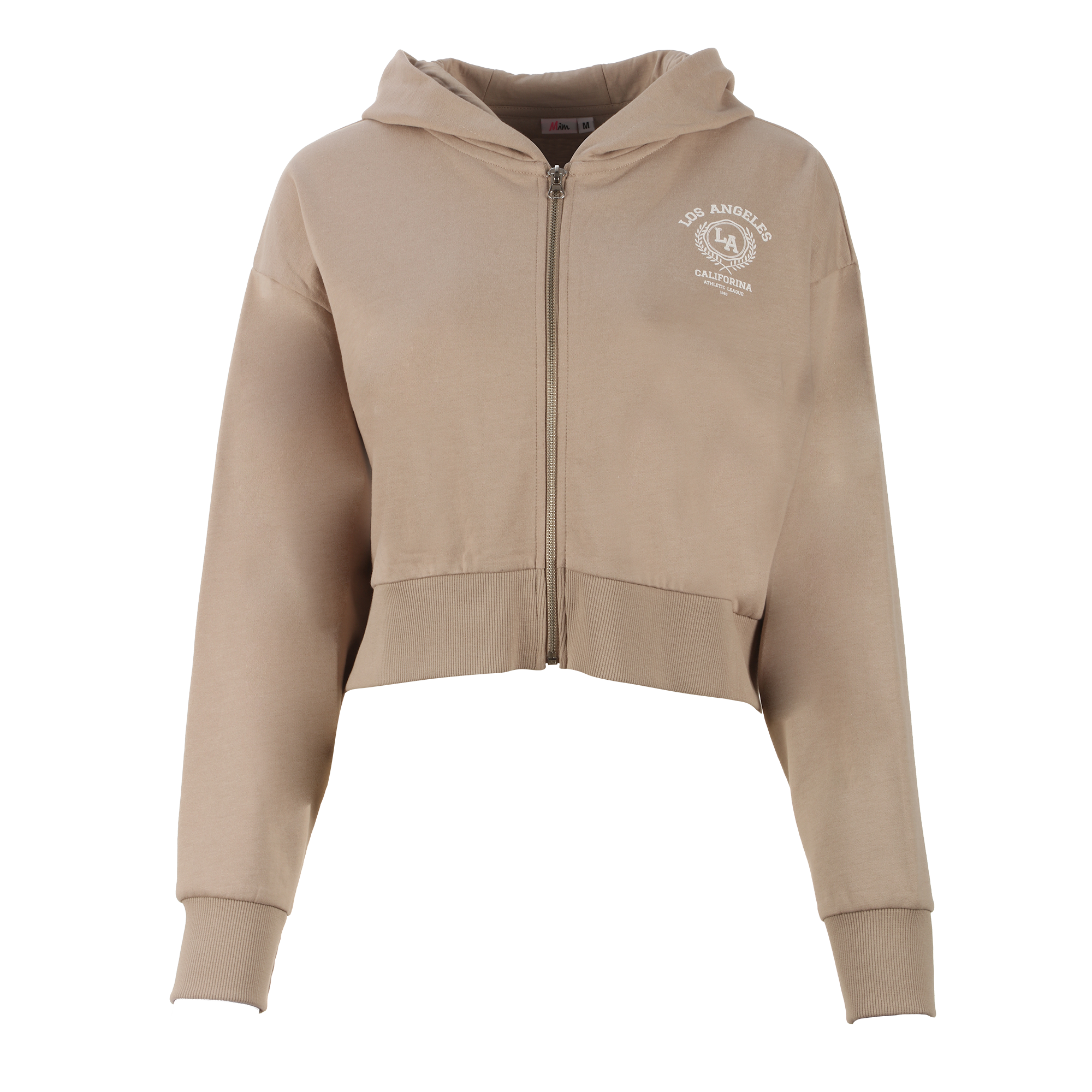Sweat zippé à capuche crop - Gris