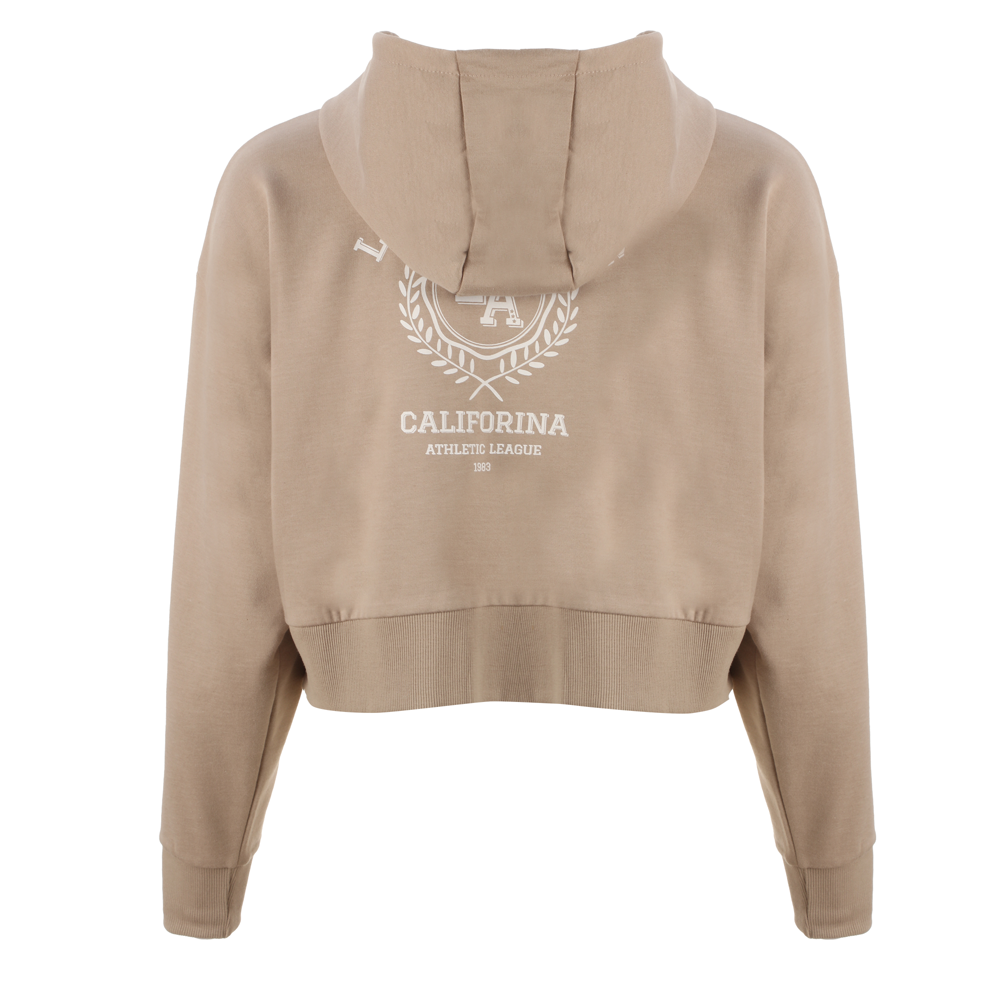 Sweat zippé à capuche crop - Beige