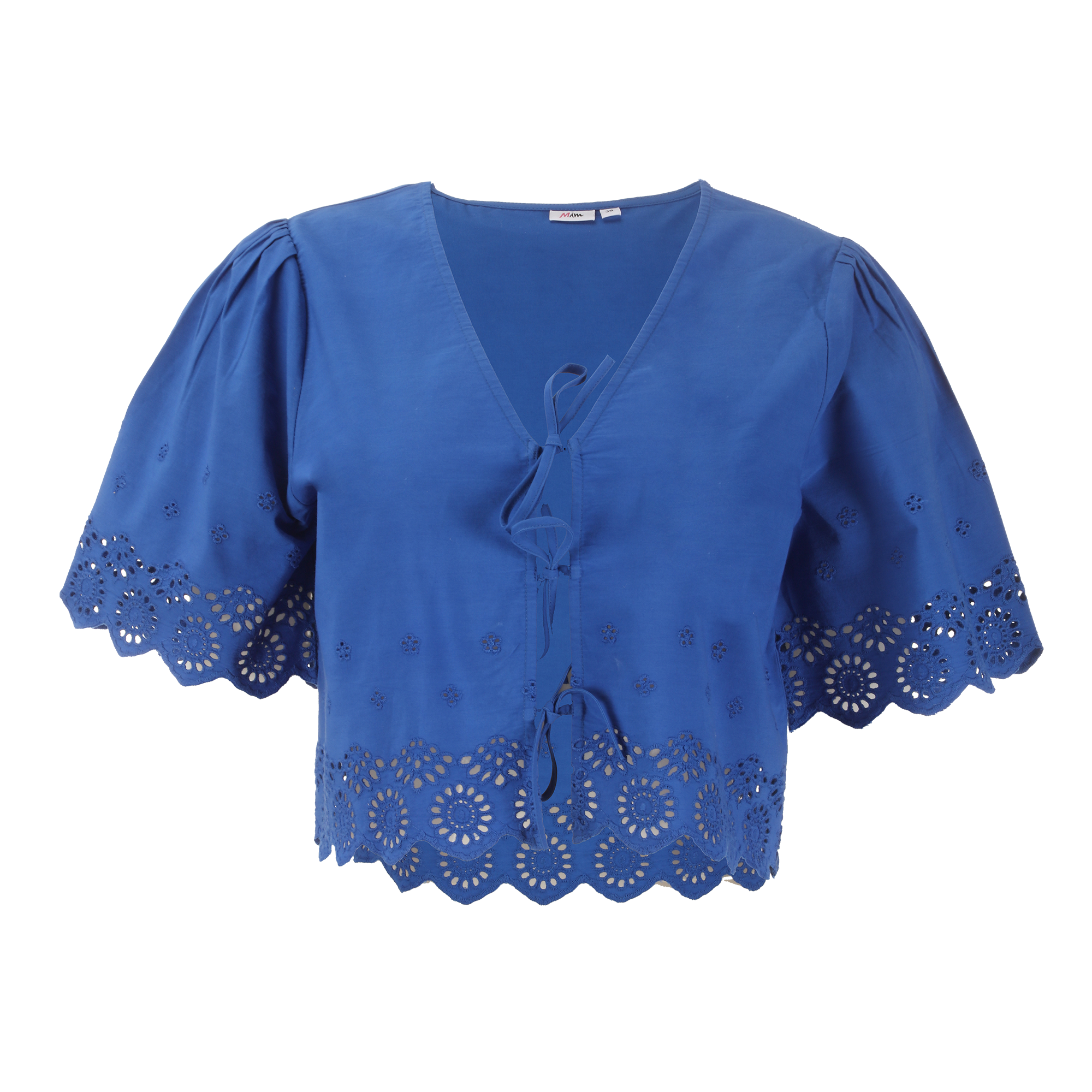 Top broderie nœuds  - Bleu