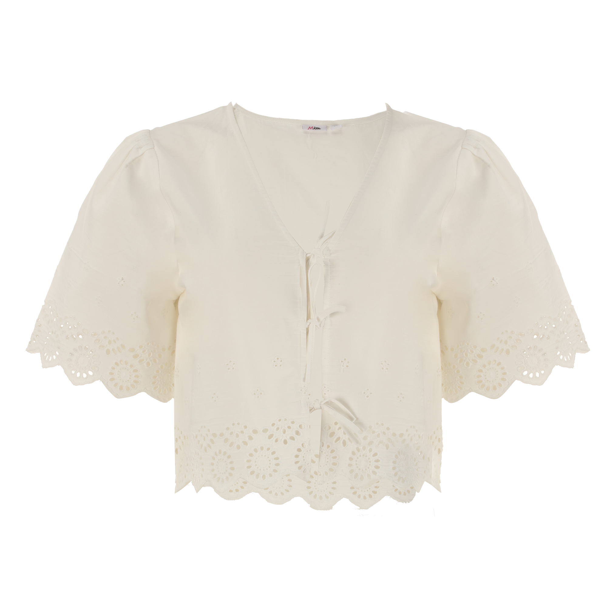 Top broderie nœuds  - Blanc