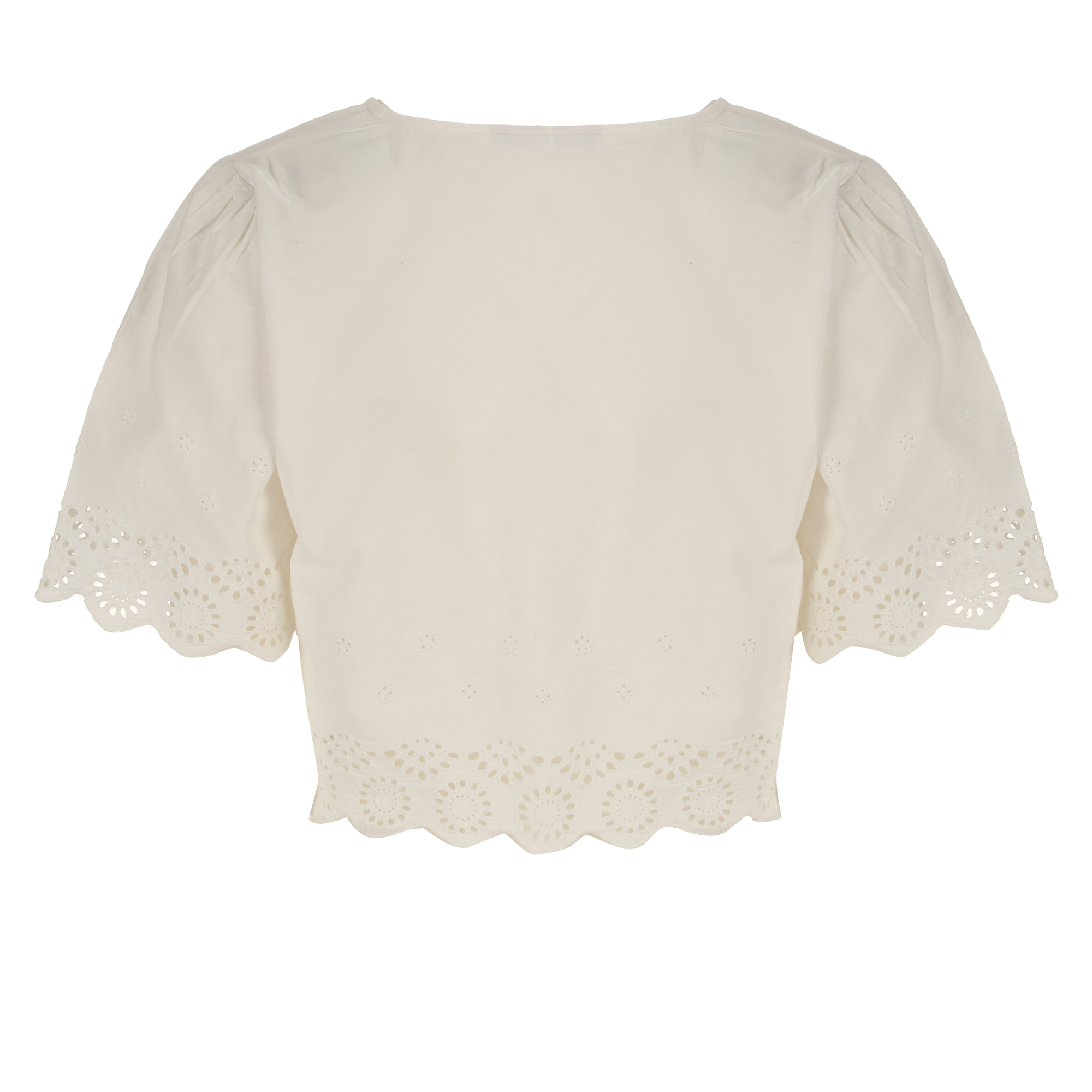 Top broderie nœuds  - Blanc