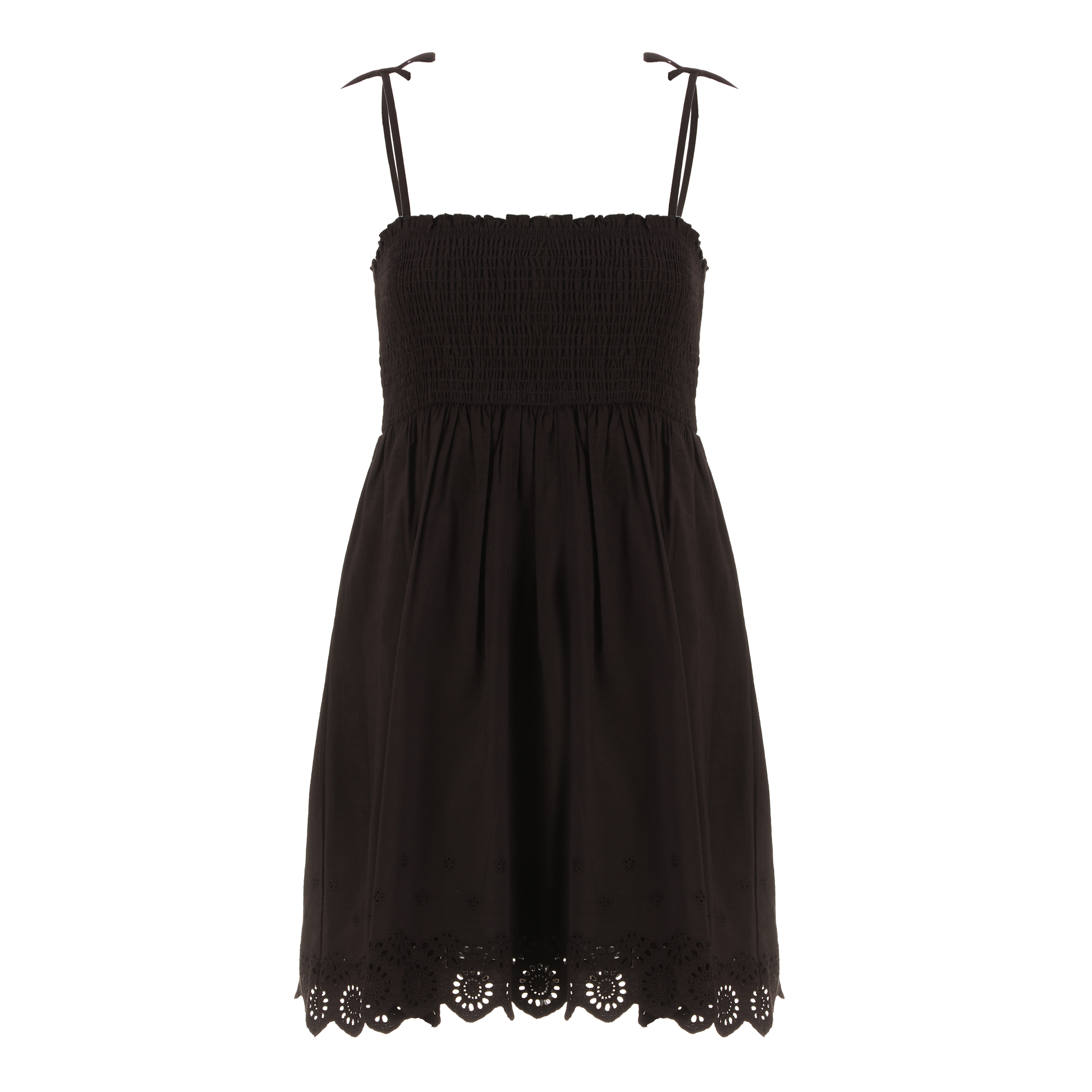 Robe courte broderie  - Noir