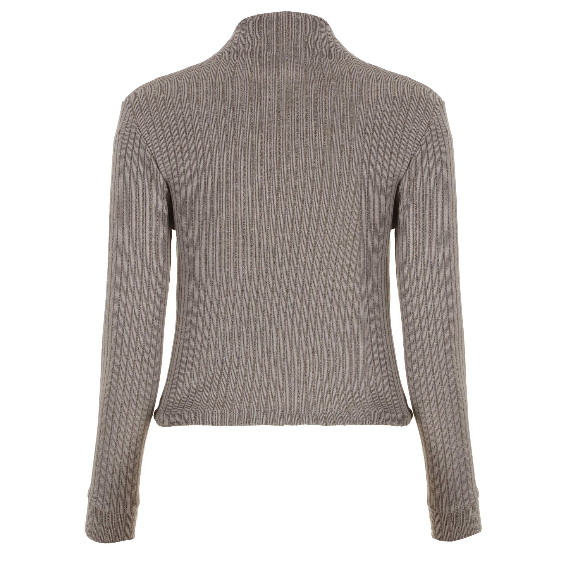 Tee-shirt manches longues crop col montant - Gris