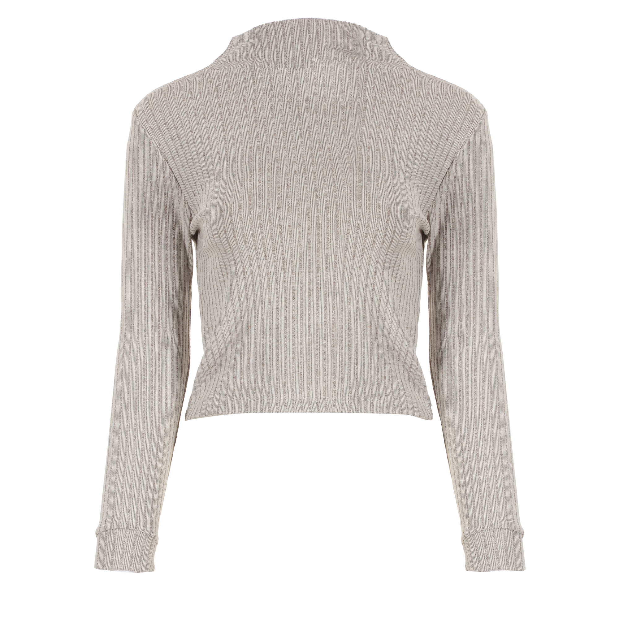 Tee-shirt manches longues crop col montant - Blanc
