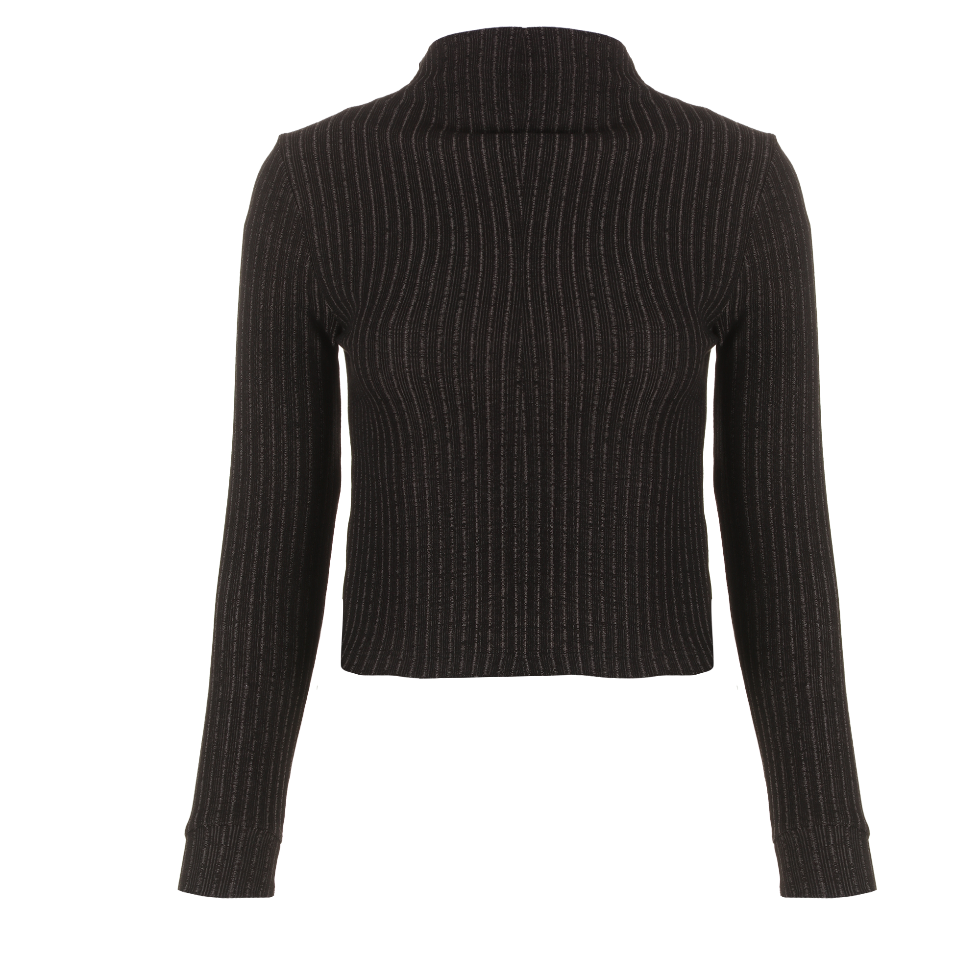 Tee-shirt manches longues crop col montant - Noir