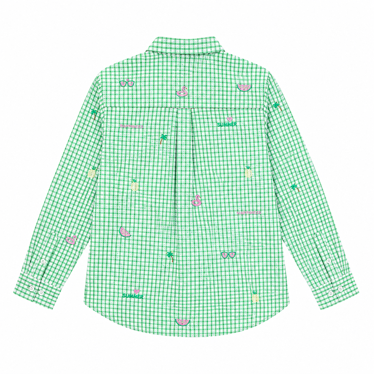 Chemise manches longues avec broderies - Vert