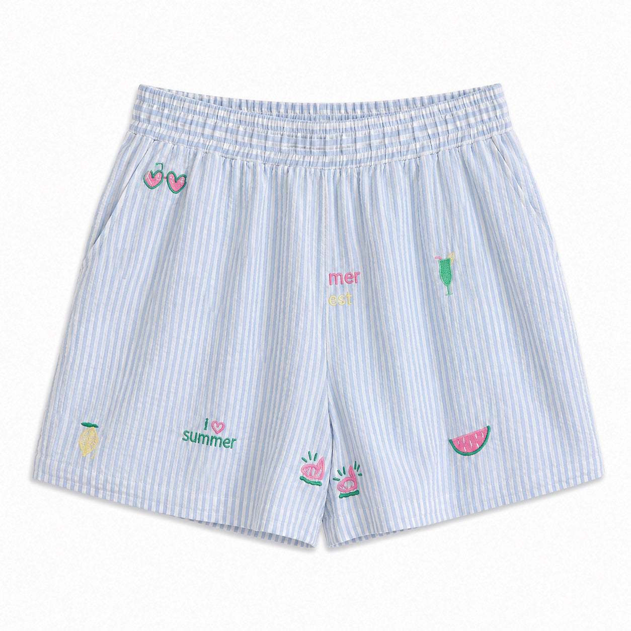 Short brodé  - Bleu