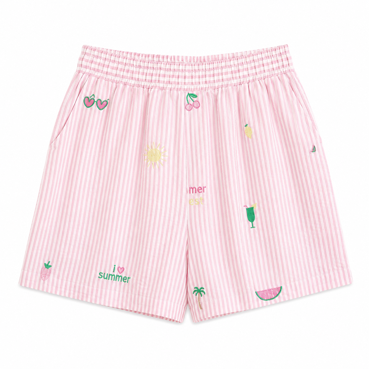 Short brodé  - Rose