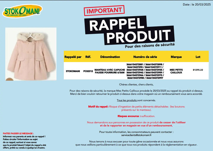 Manteau fausse fourrure avec capuche 6-36 mois - PC02312