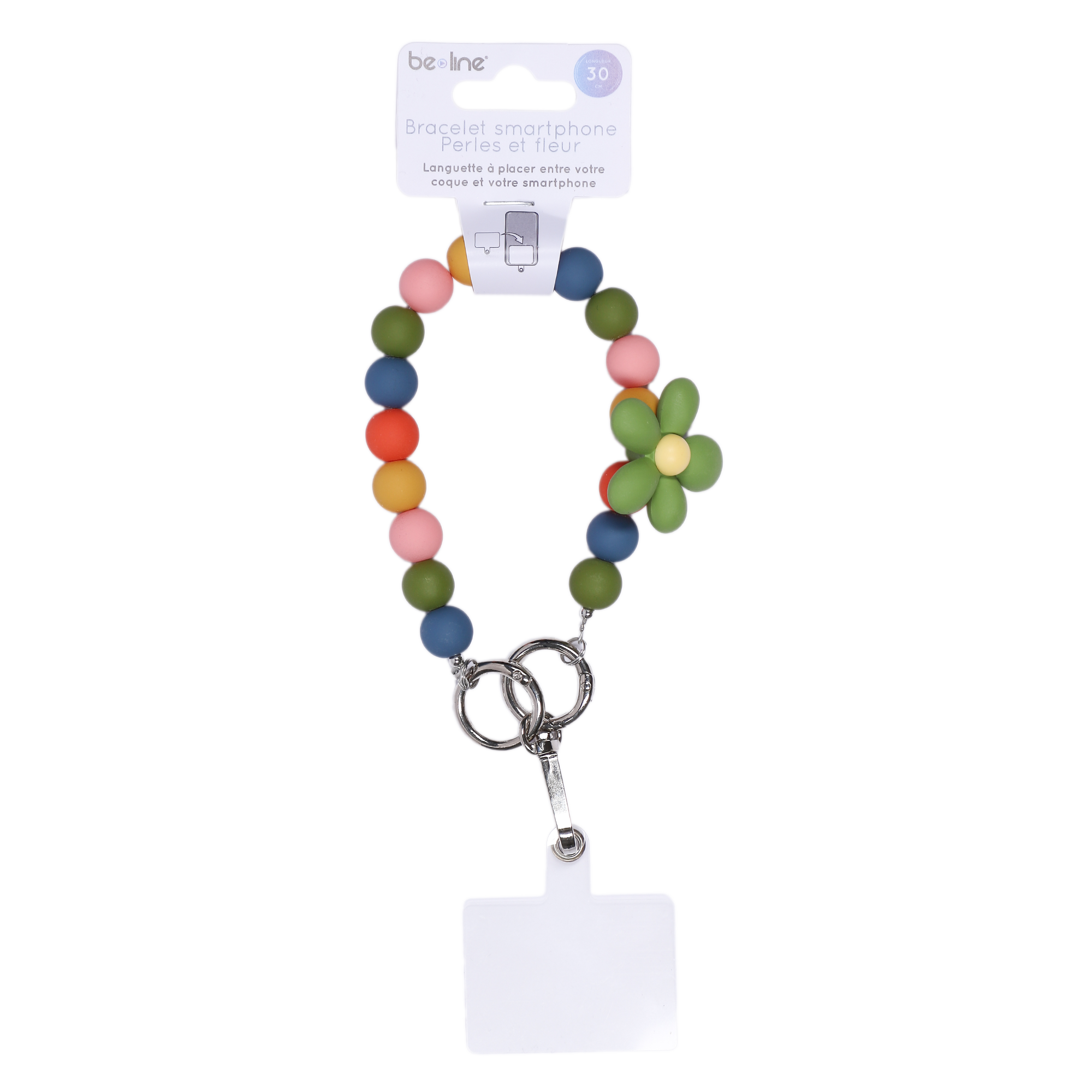 Bracelet pour téléphone perles et fleur