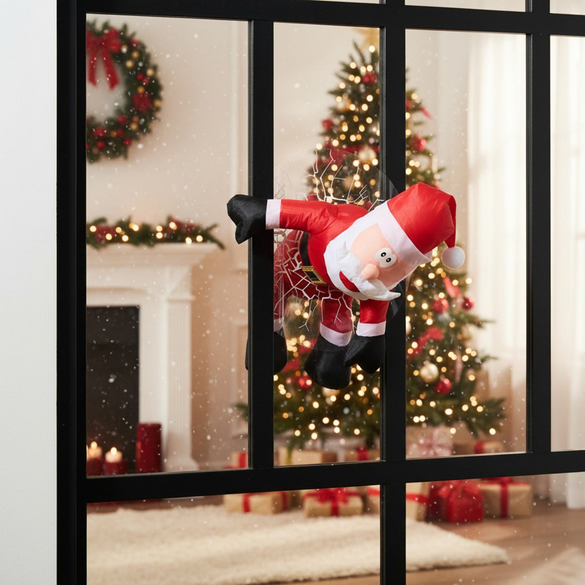 Décoration à ventouse Père Noël et lutin