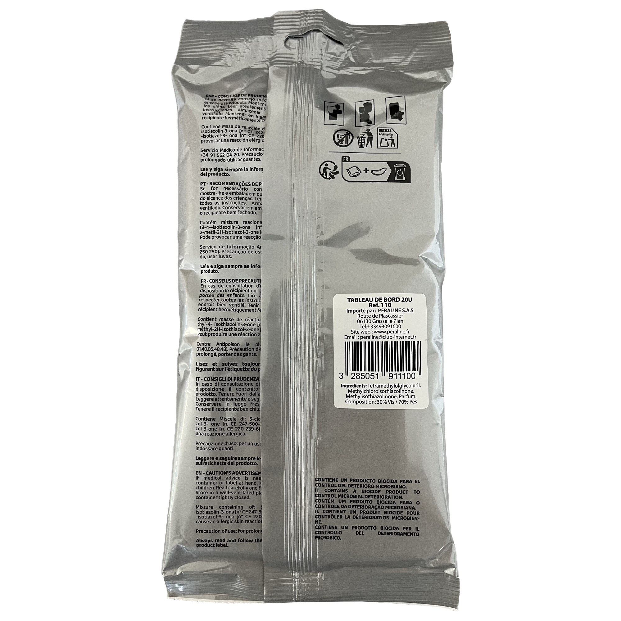 20 lingettes nettoyante pour plastique intérieur et tableau de bord