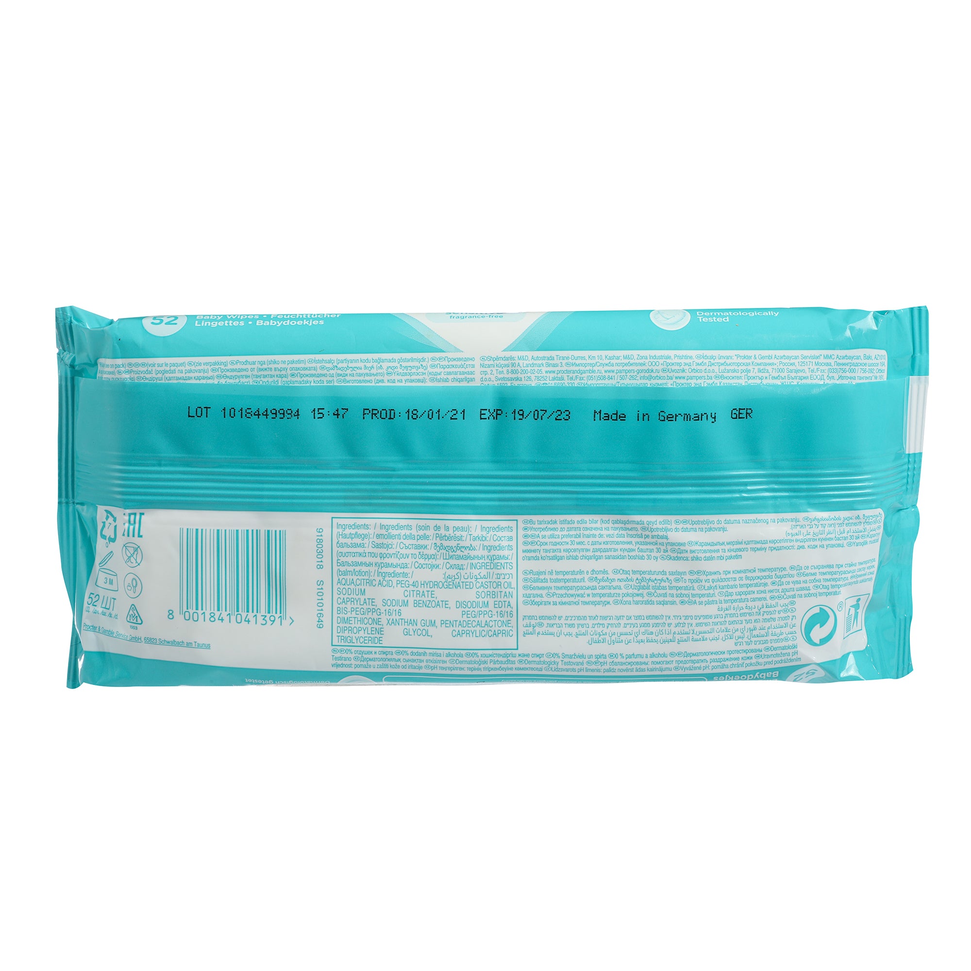 52 lingettes bébé sensitives
