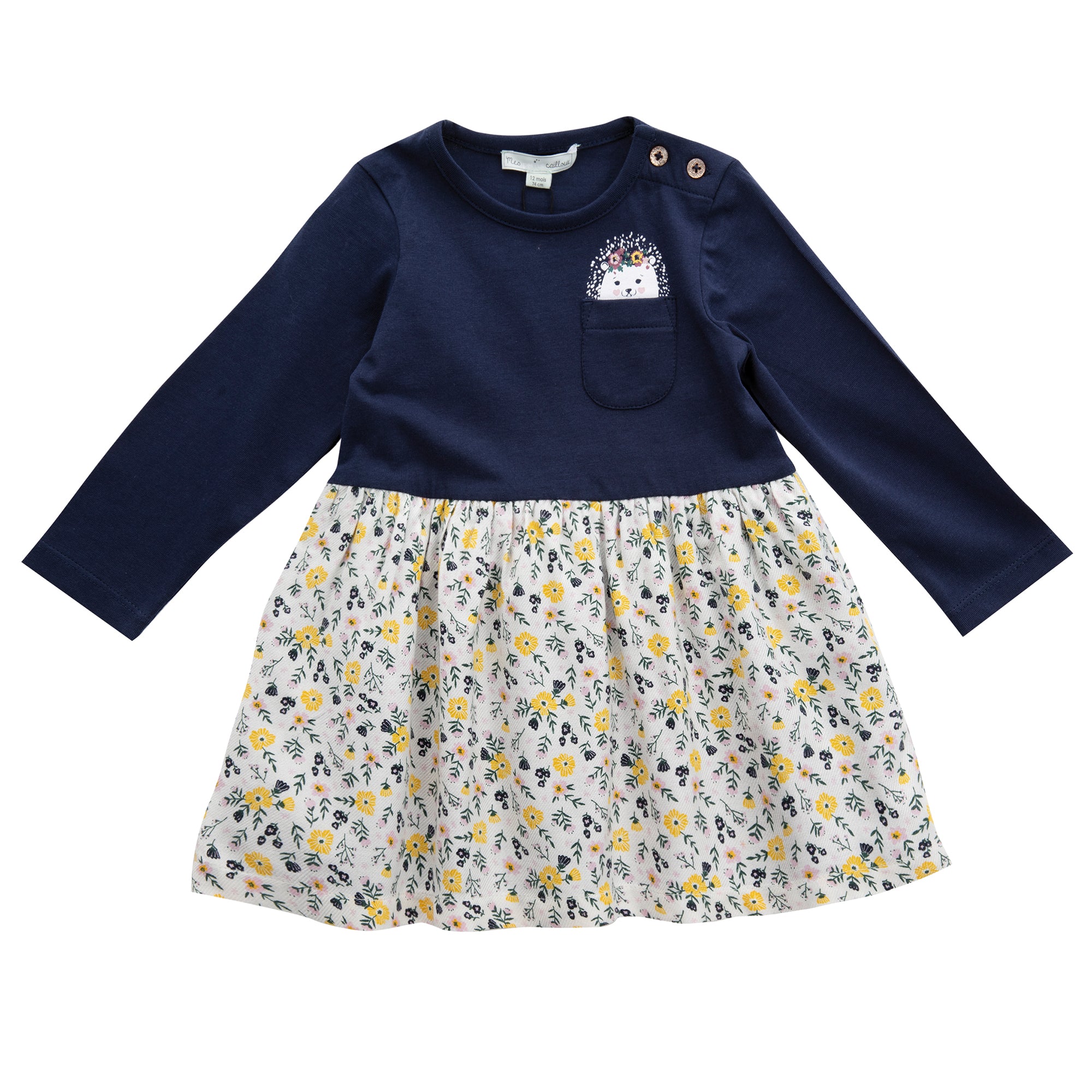 ROBE BI-MATIÈRE FLEURI - MES PETITS CAILLOUX