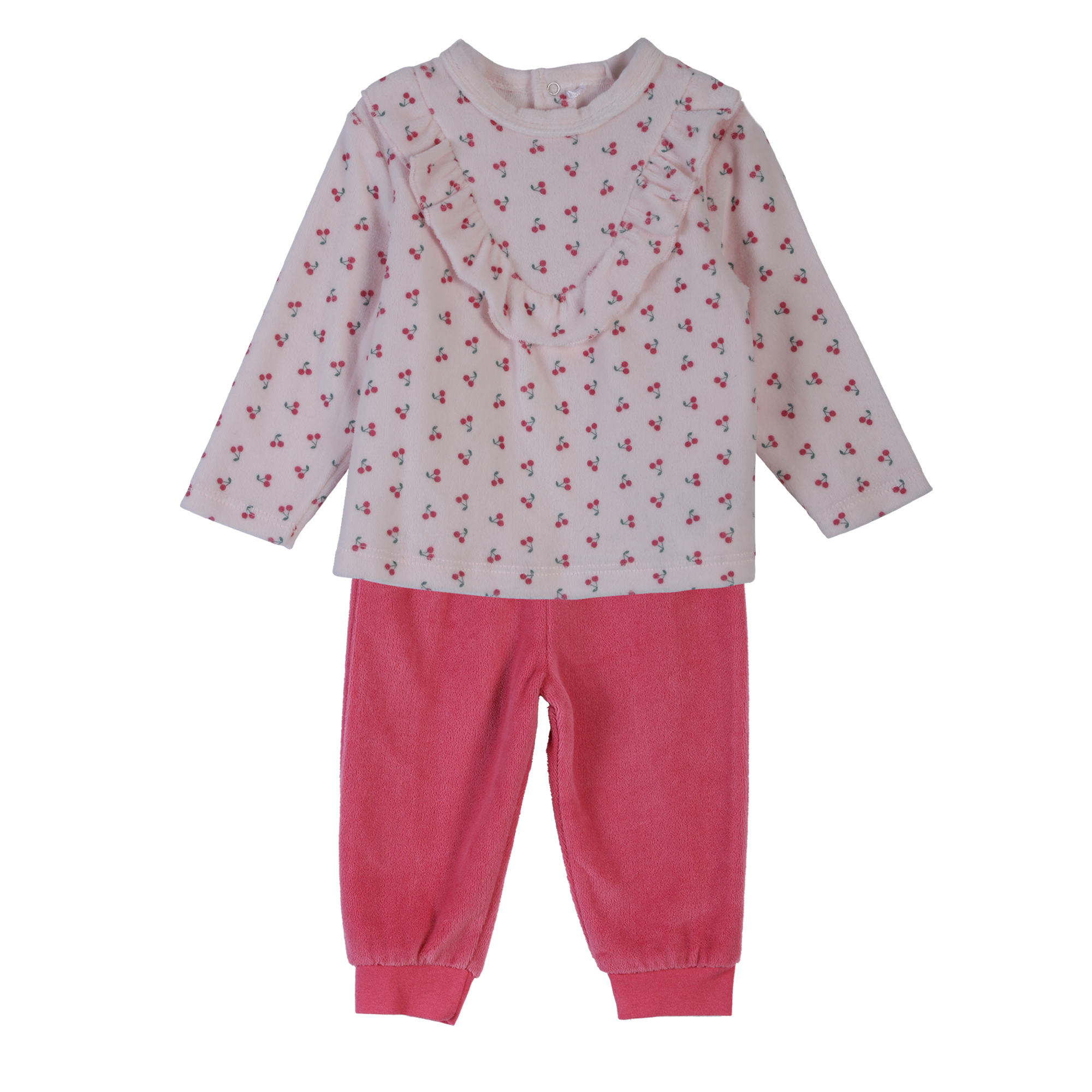 Dors bien 2 pièces en velours rose 3/36mois - Rose