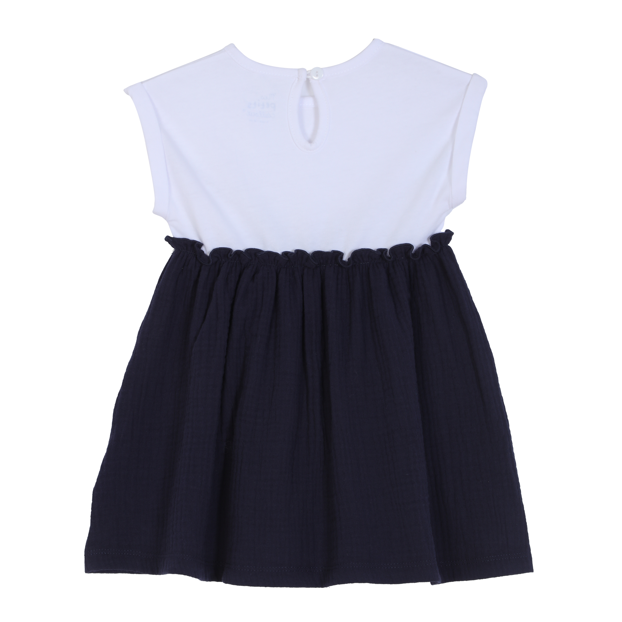 Robe bi matière cœur 3/36 mois - Bleu foncé
