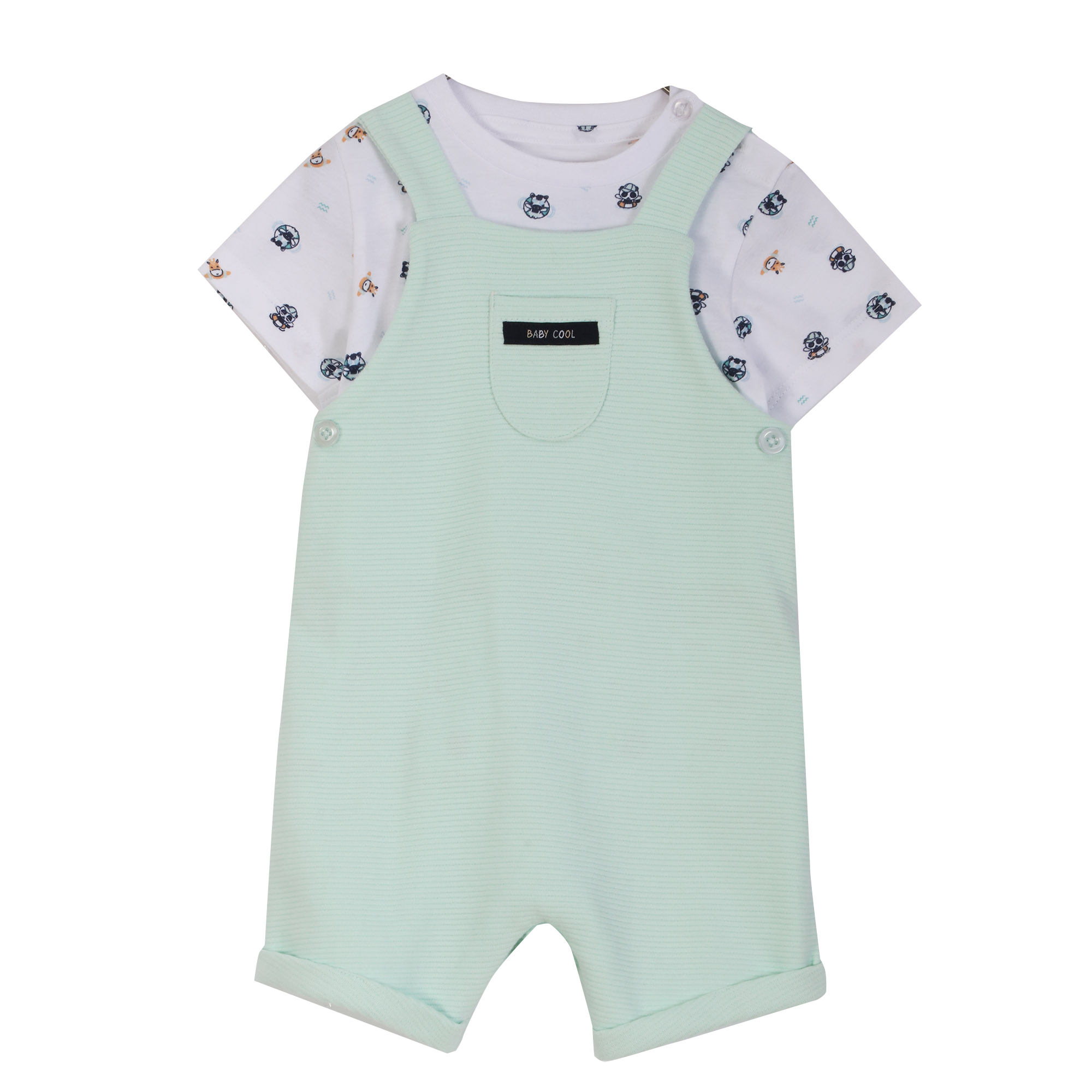 Ensemble salopette + tee-shirt 3/36 mois - Vert