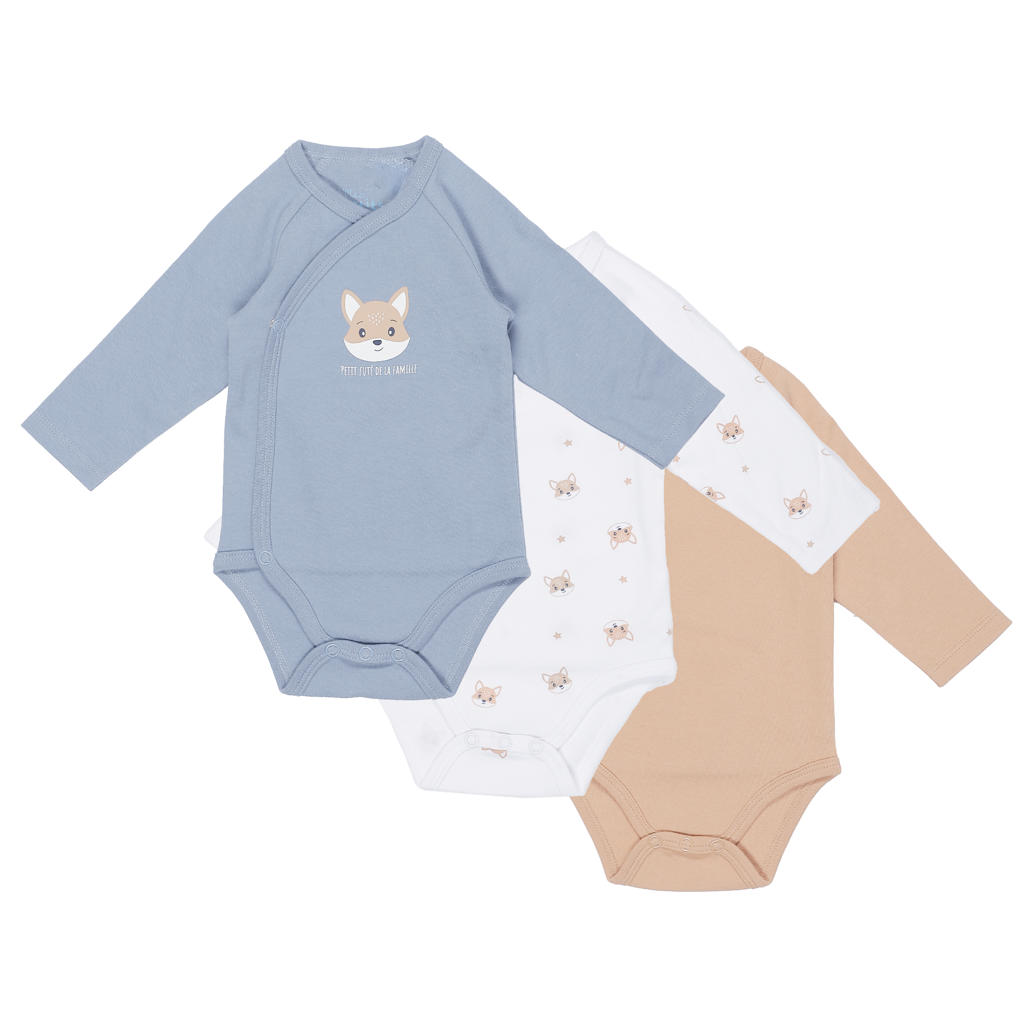 Lot de 3 bodies 0/9 mois  - Bleu