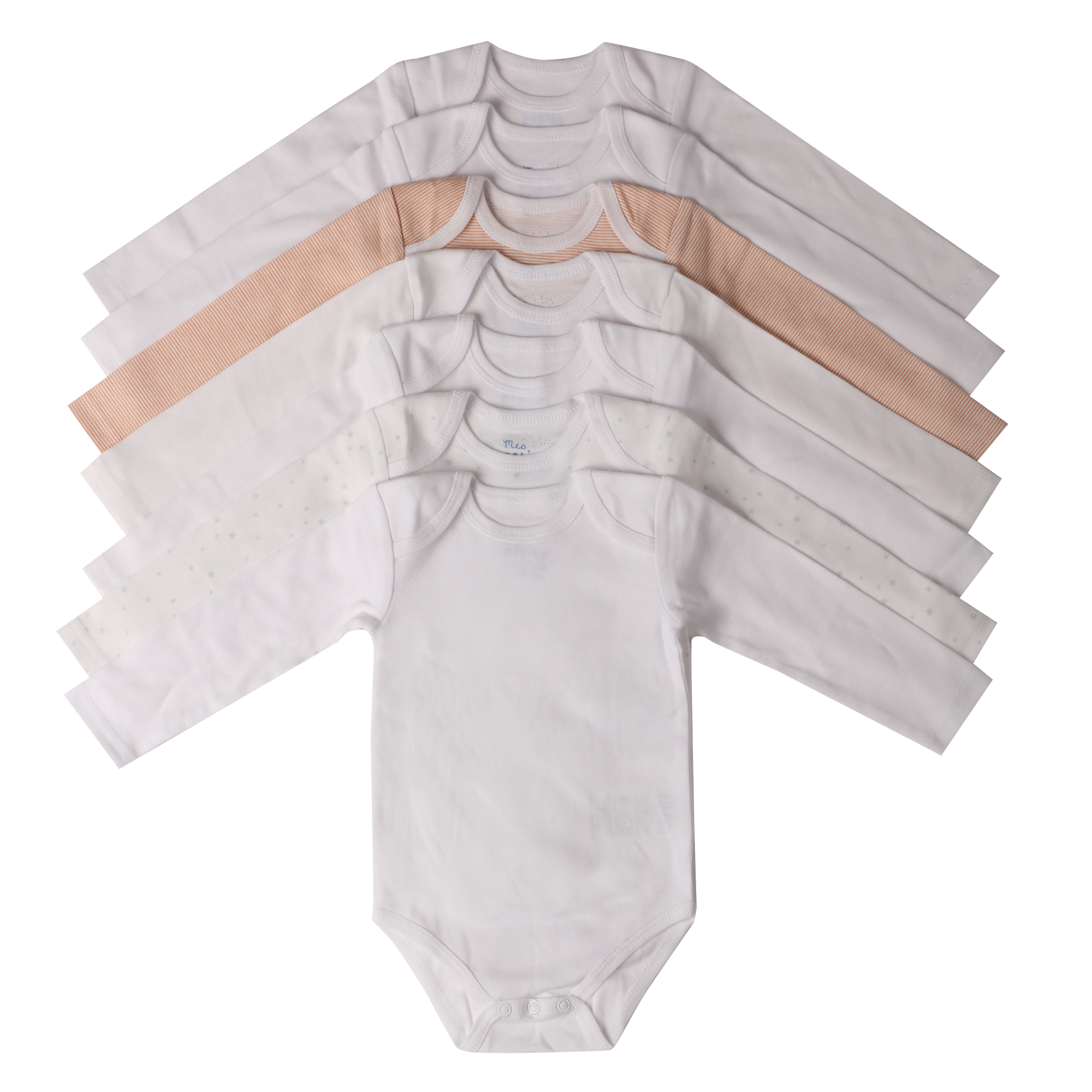 Lot de 7 bodies américains bébé 3/23 mois - Blanc